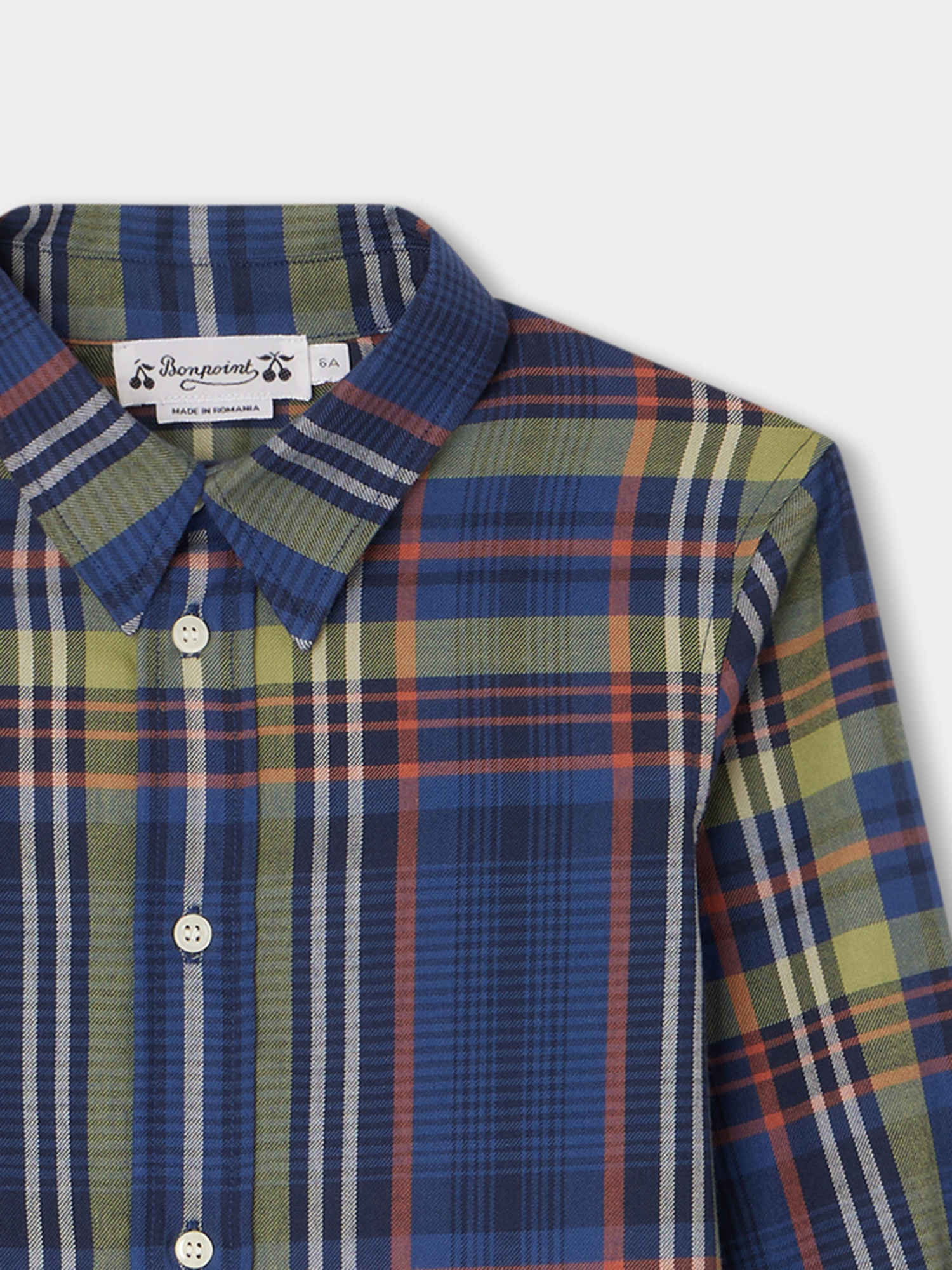 Boys Navy Check Cotton Shirt