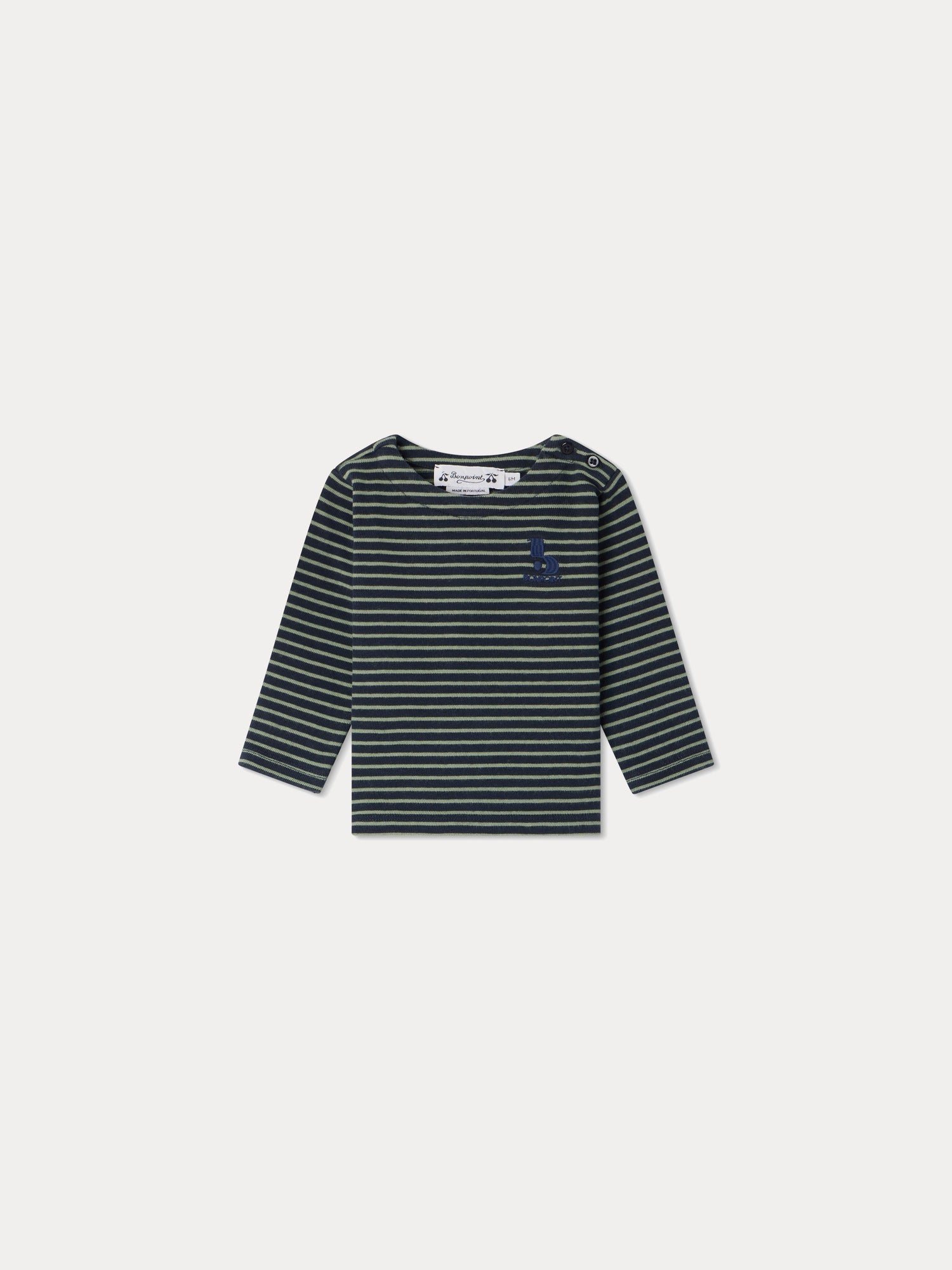 Boys Navy Stripes Cotton T-Shirt
