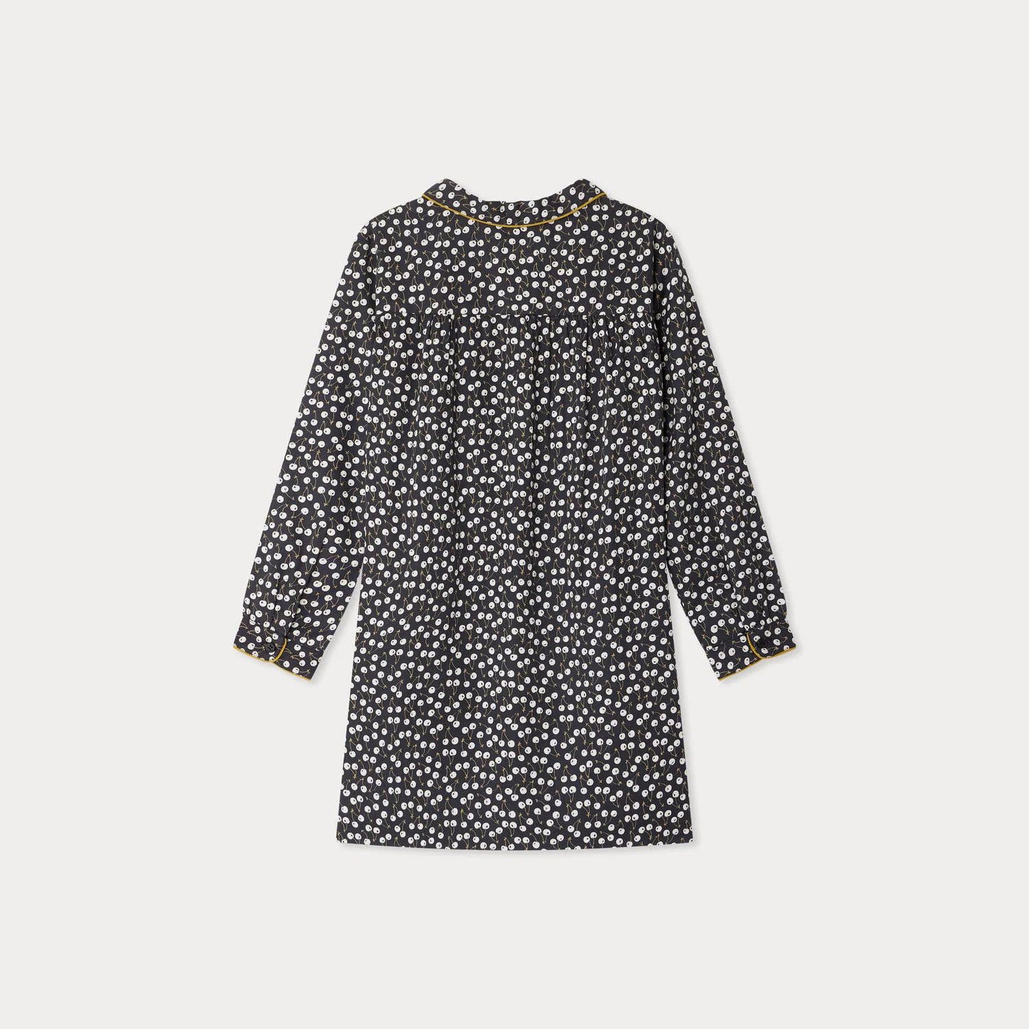 Girls Dark Blue Printed Cotton Dress