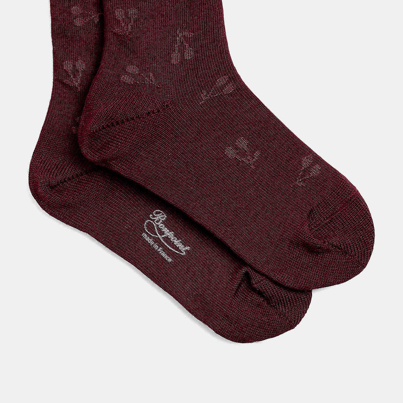 Girls Wine Red Cherry Jacquard Cotton Socks