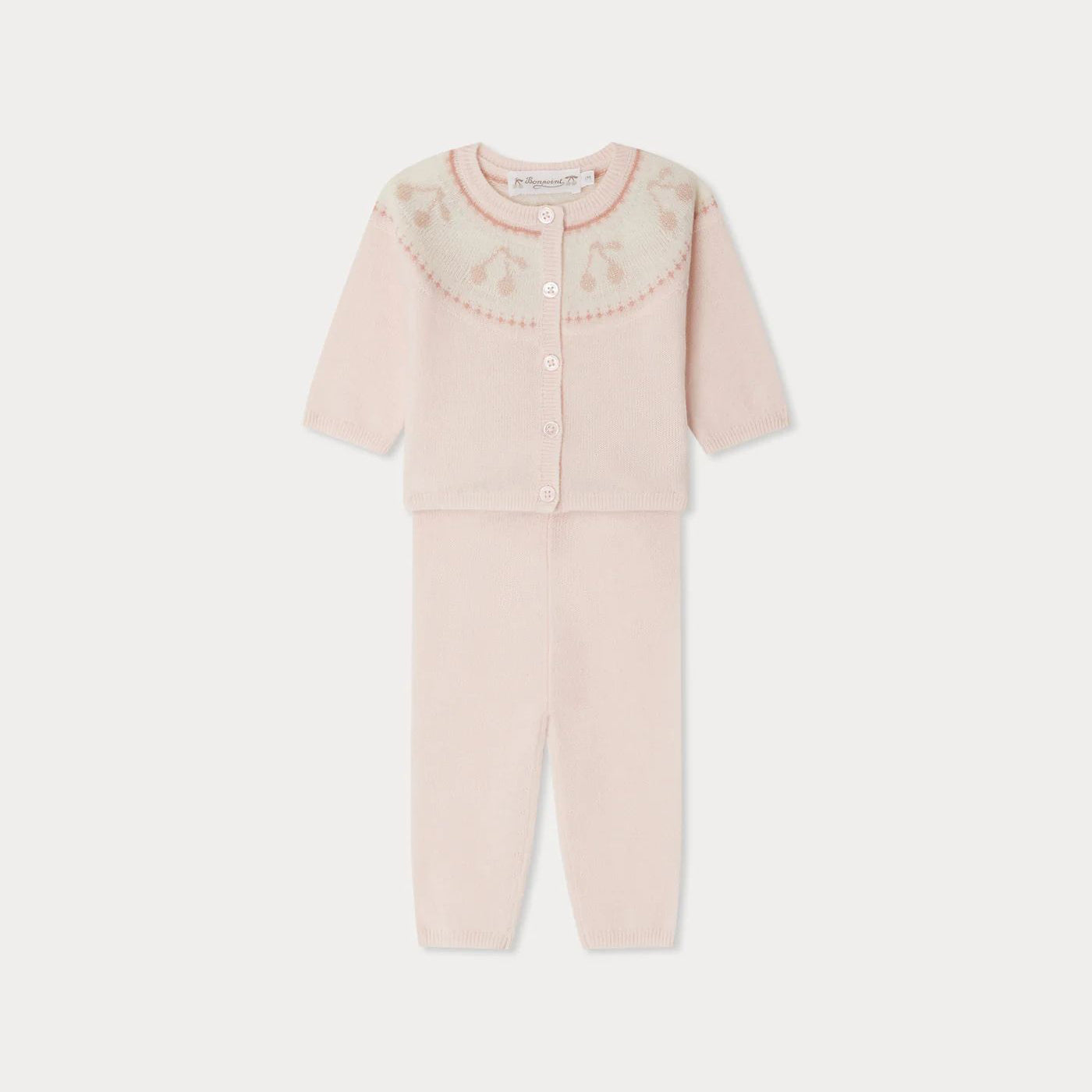 Baby Girls Light Pink Jacquard Wool Set