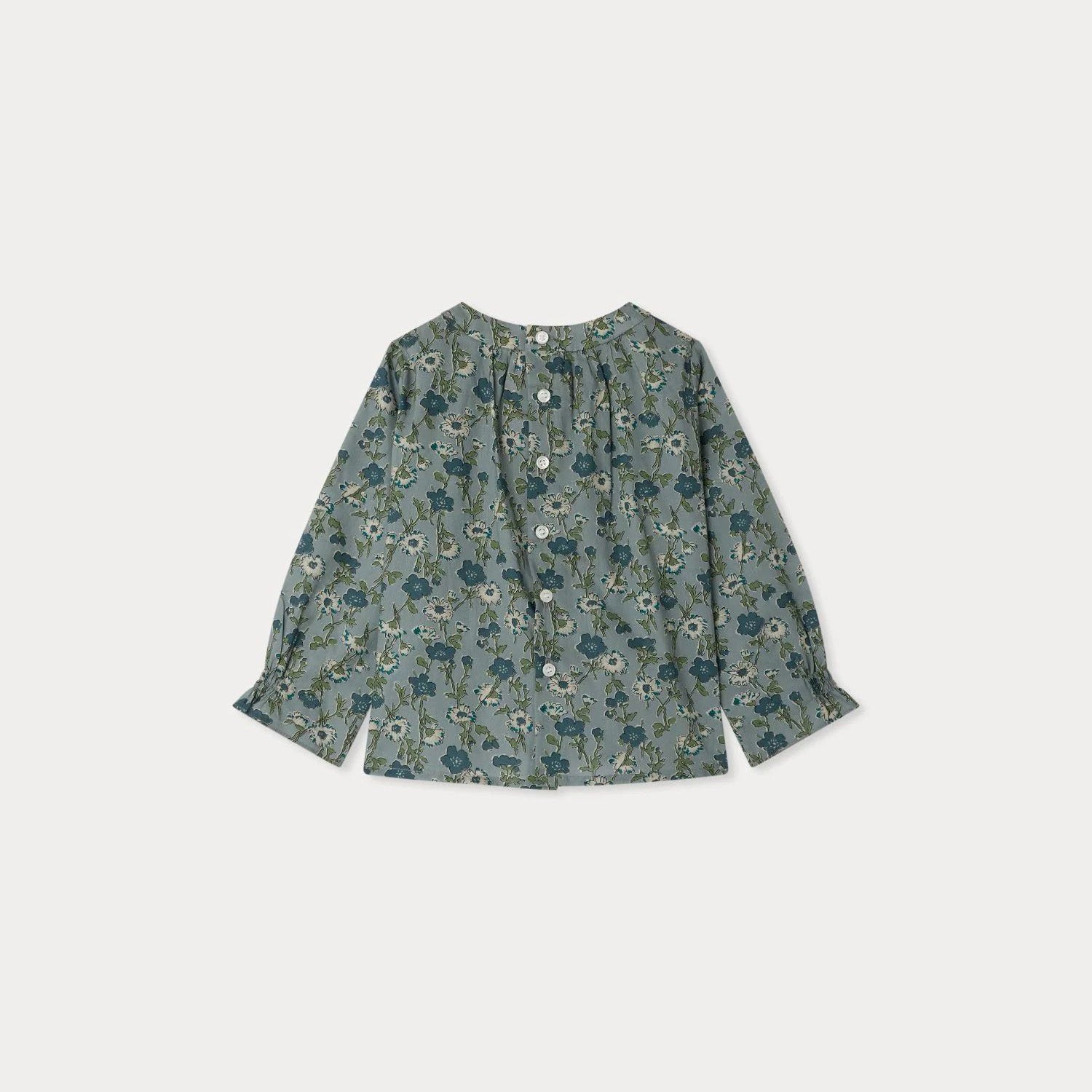 Baby Girls Green Flower Cotton Shirt