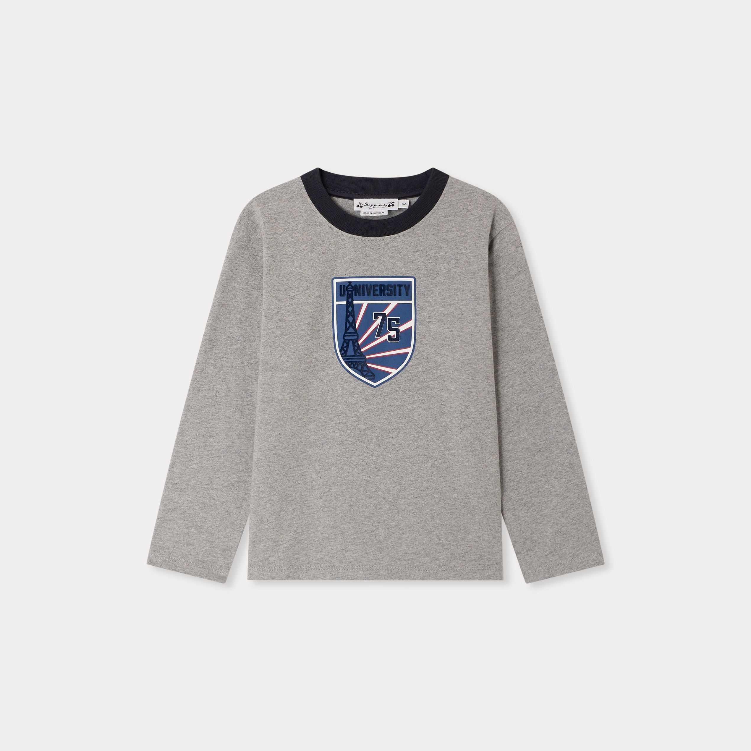 Boys Grey Printed Cotton T-Shirt