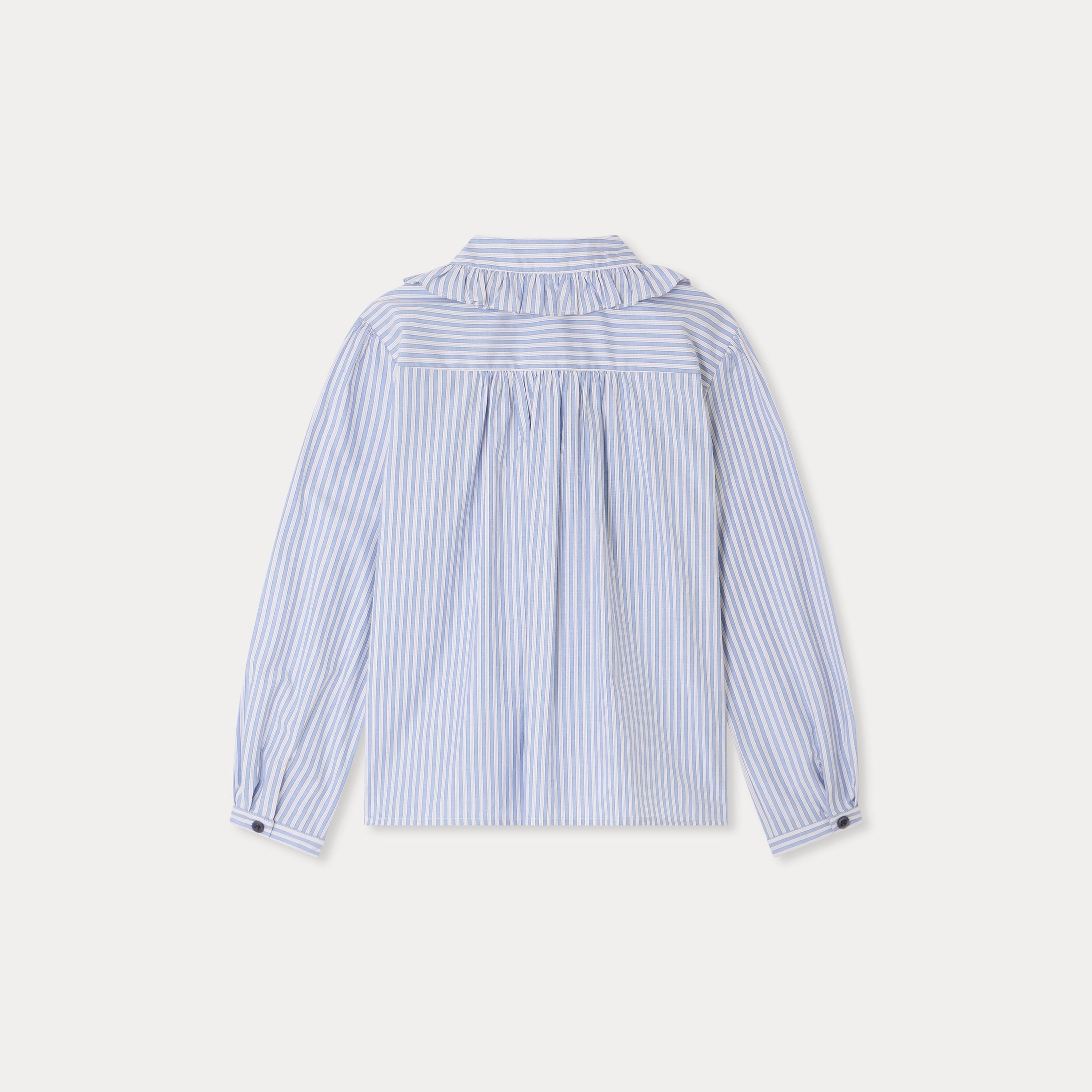 Girls Blue Stripes Cotton Shirt