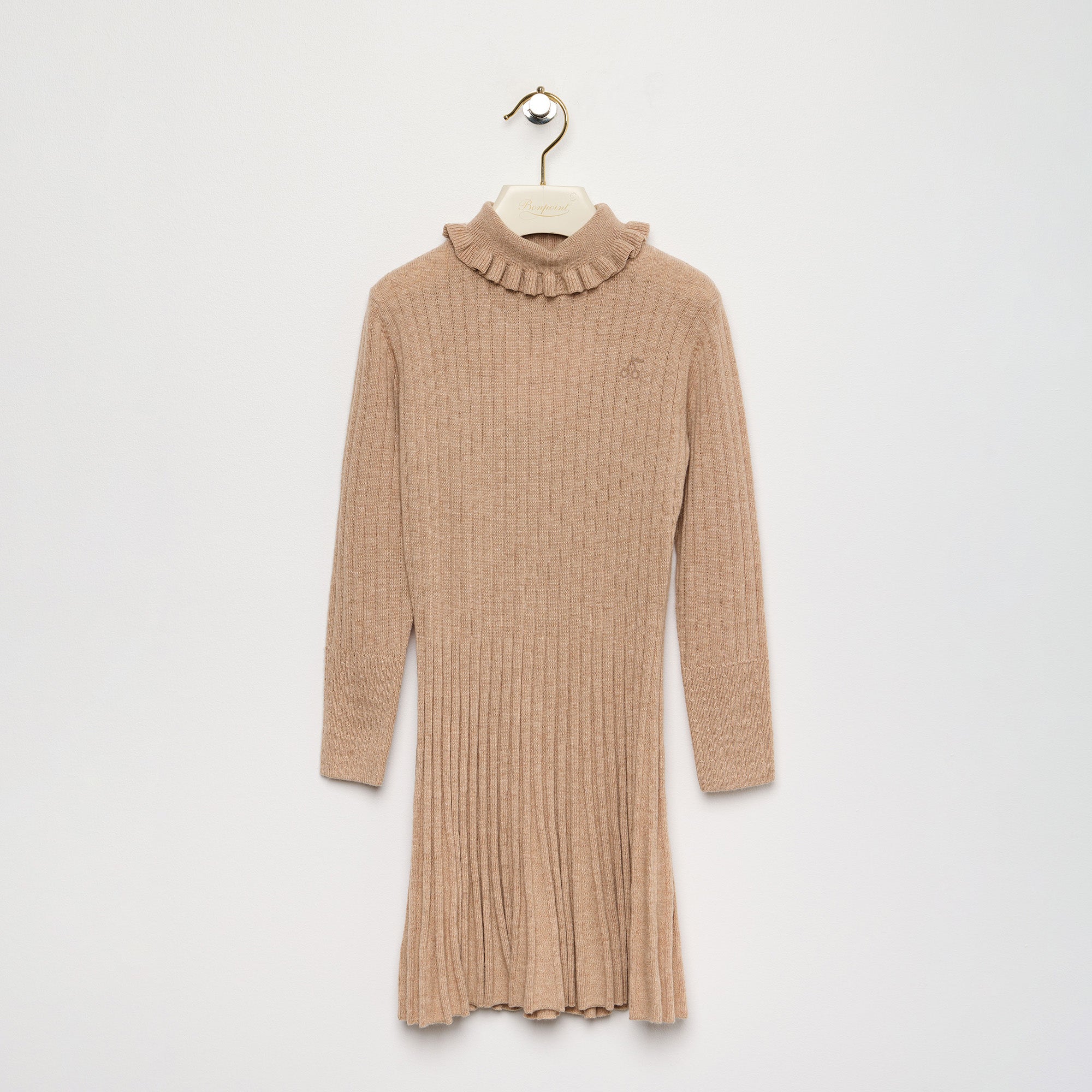 Robe en maille de laine beige pour fille
