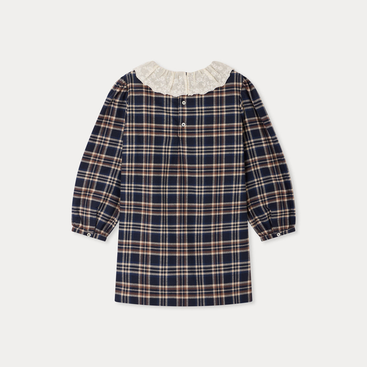 Girls Navy Check Cotton Dress