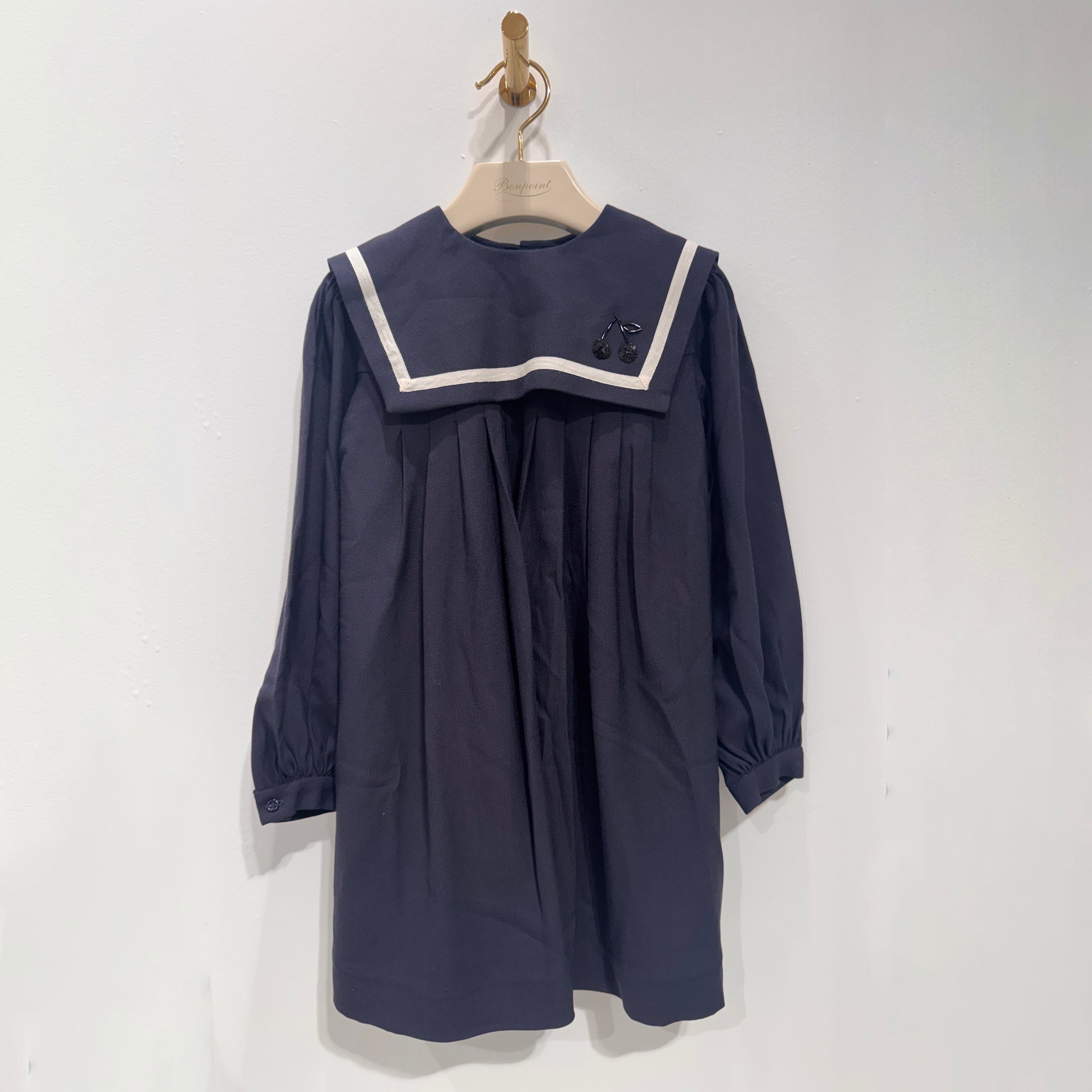 Girls Navy Beads Cherry Logo Dress