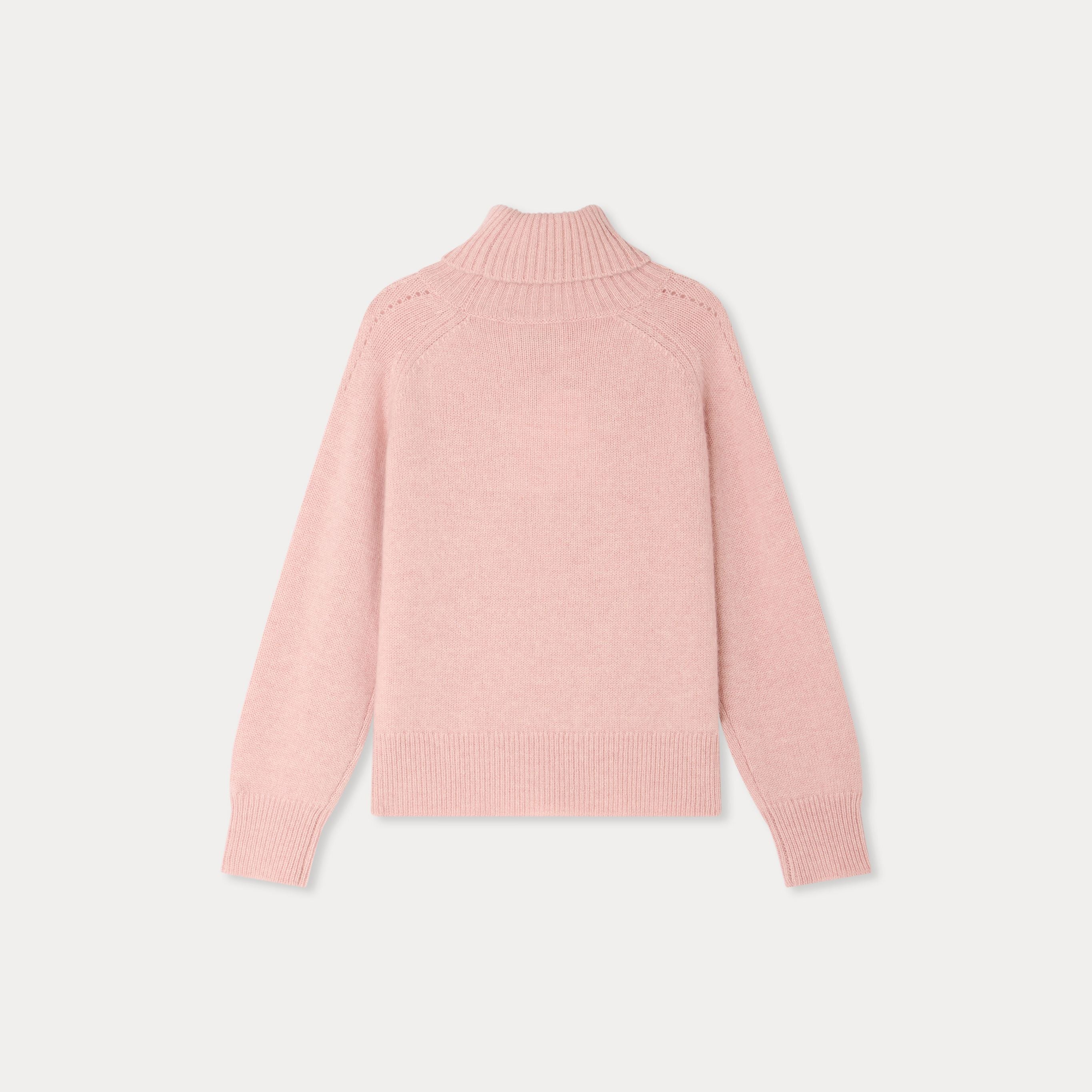 Pull à col roulé en laine rose pour filles