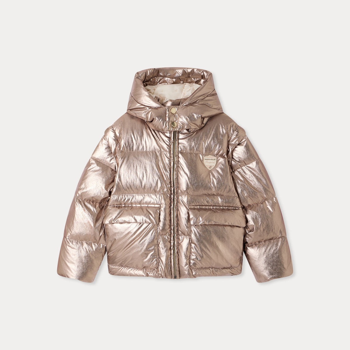 Girls Champagne Detachable Sleeves Padded Down Jacket