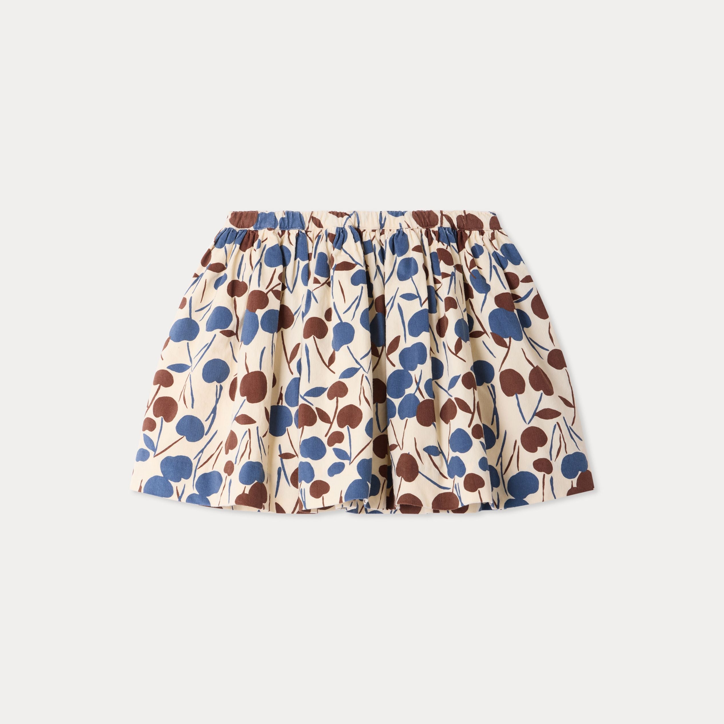 Girls Beige Cherry Corduroy Skirt
