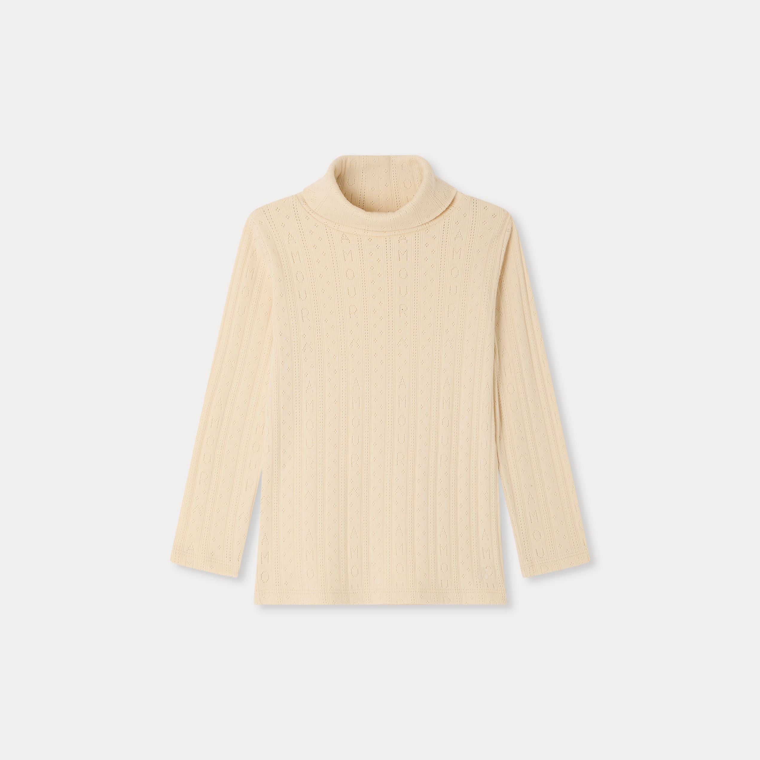 Girls White Cotton Turtleneck