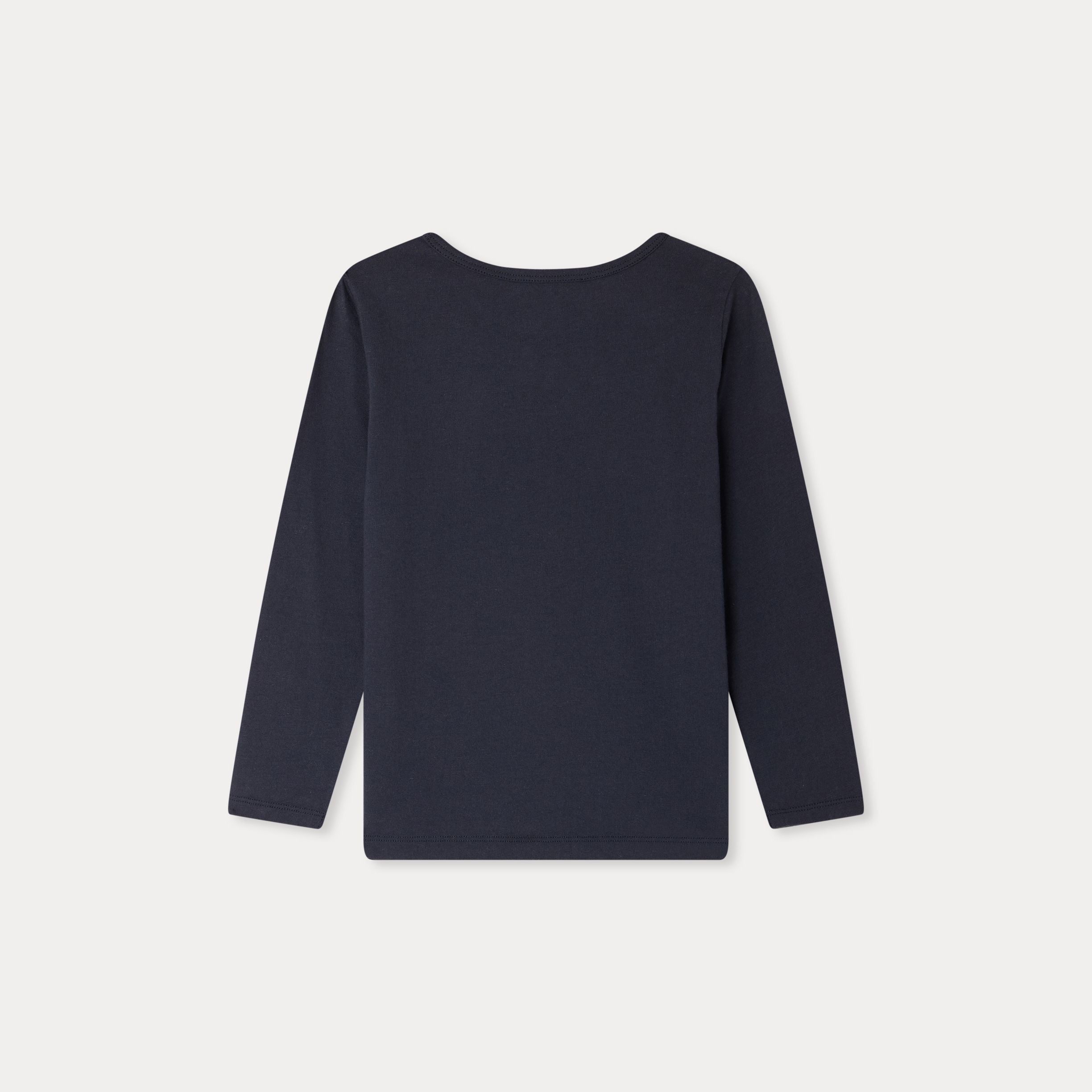 Girls Navy Cherry Printed Cotton T-Shirt
