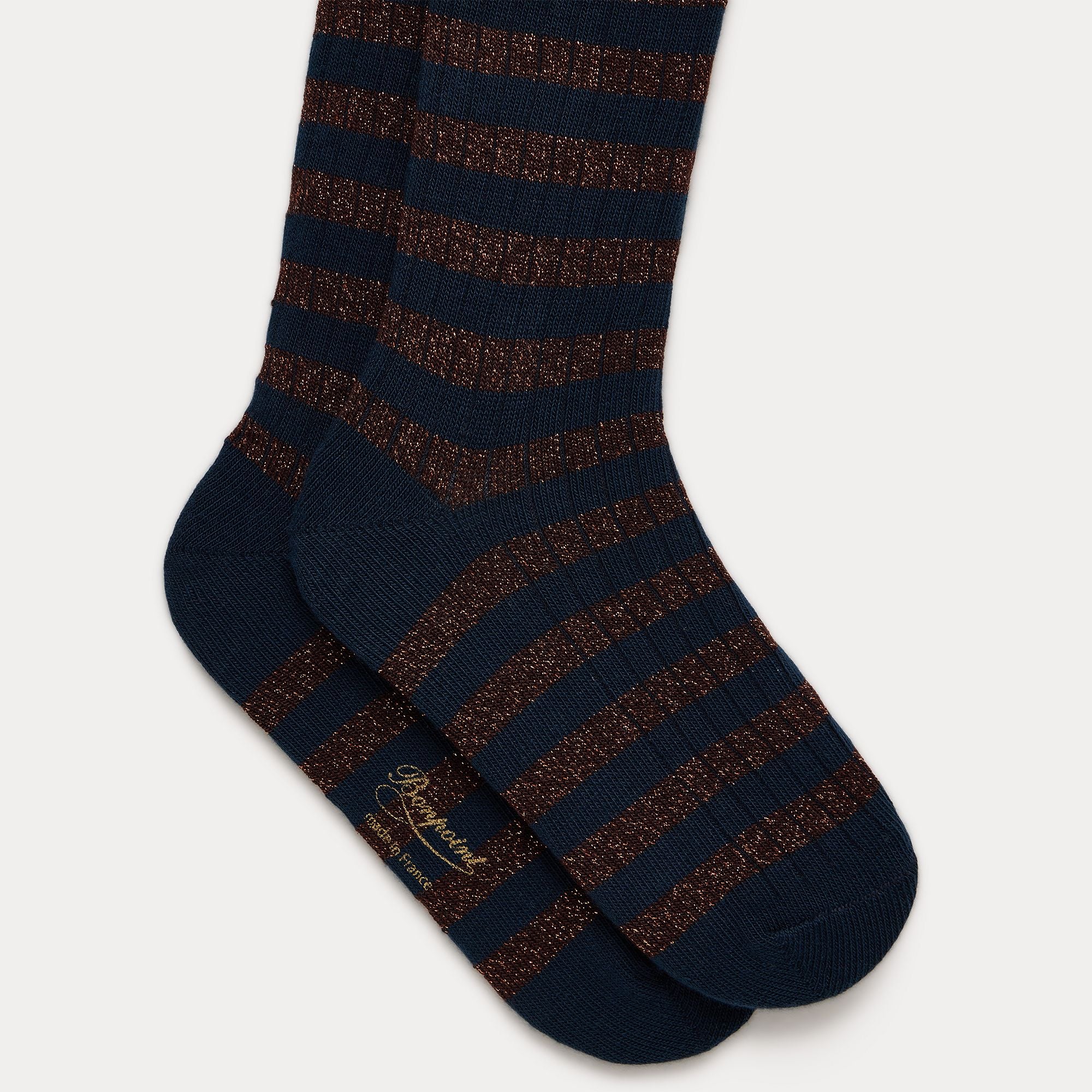 Girls Navy Stripes Cotton Socks