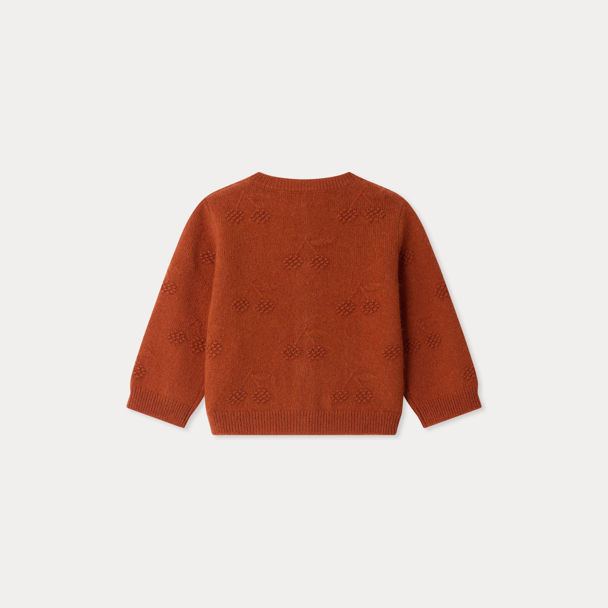 Gilet en cachemire rouge orangé pour bébé fille