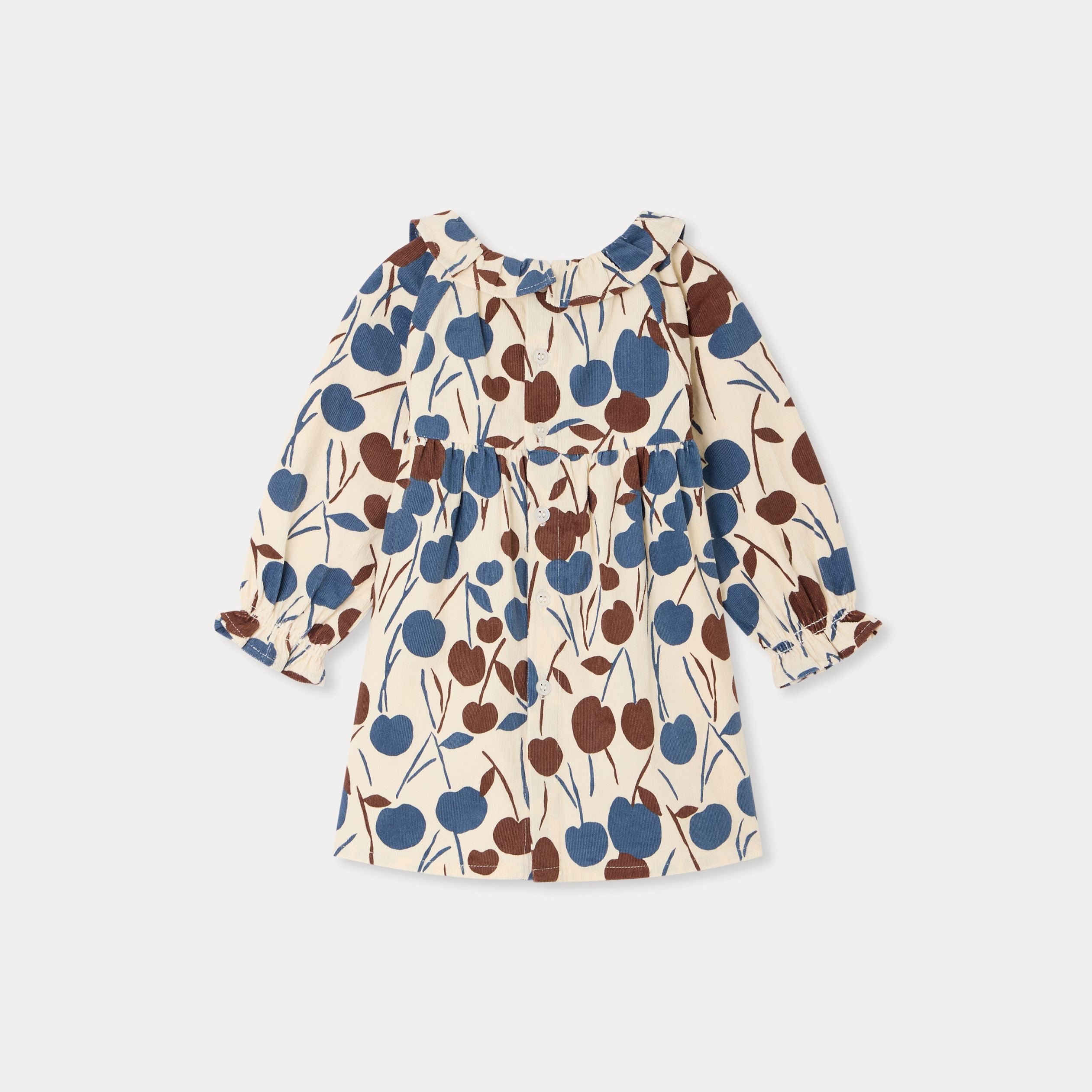 Baby Girls Beige Cherry Corduroy Dress