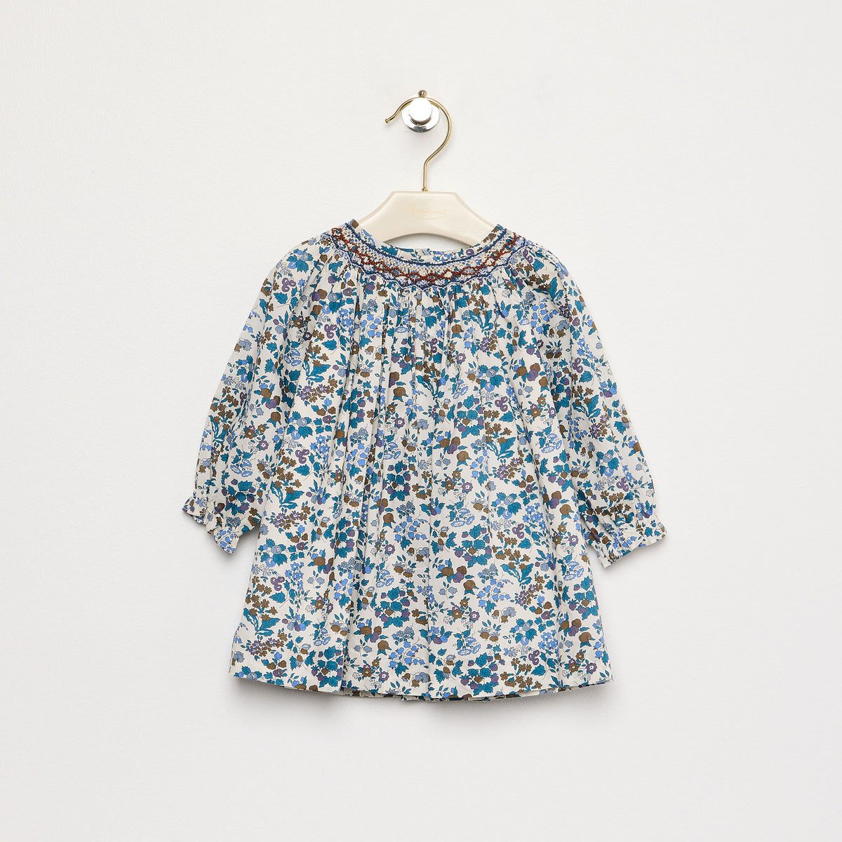 Baby Girls Blue Floral Cotton Dress