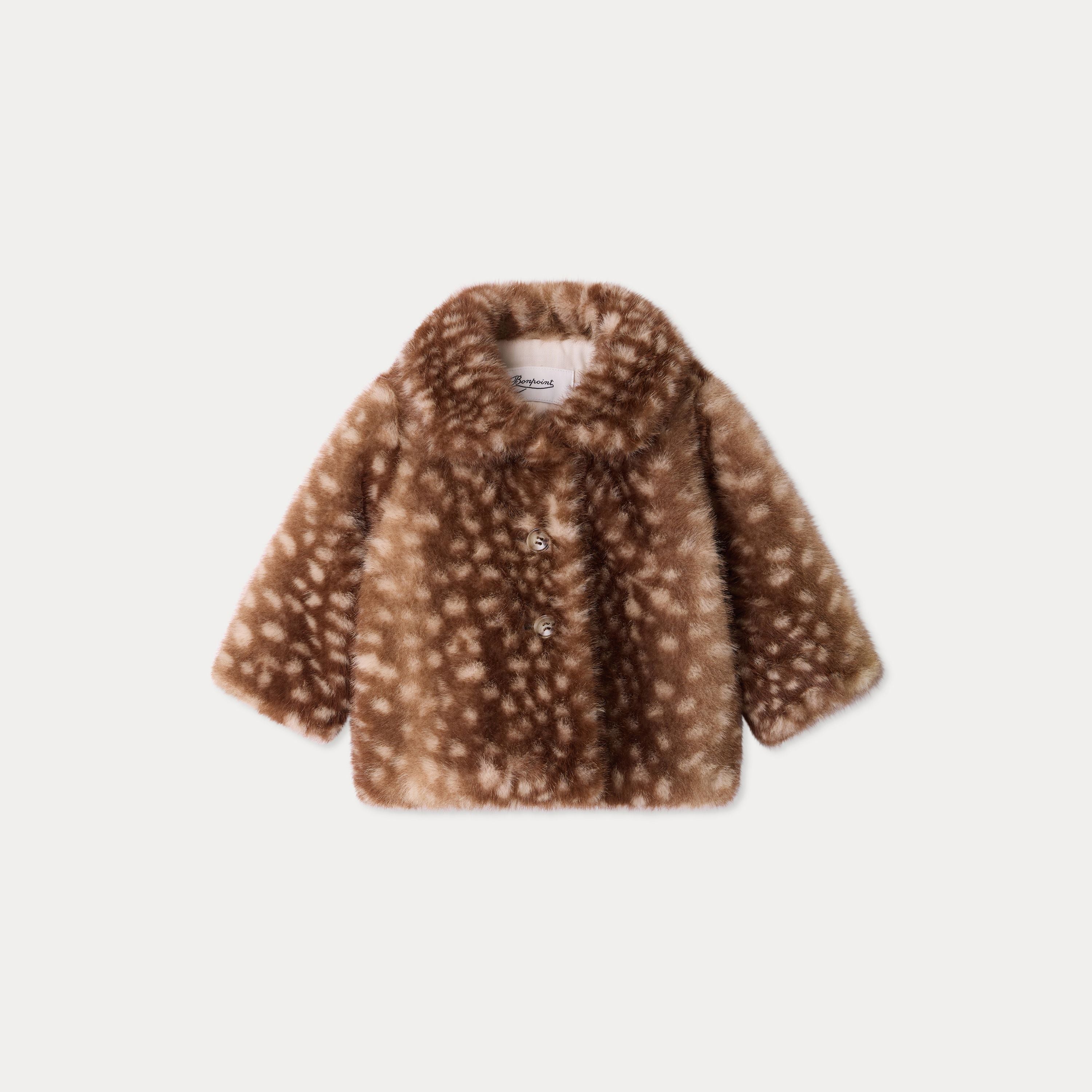 Manteau en fausse fourrure caramel pour bébés filles