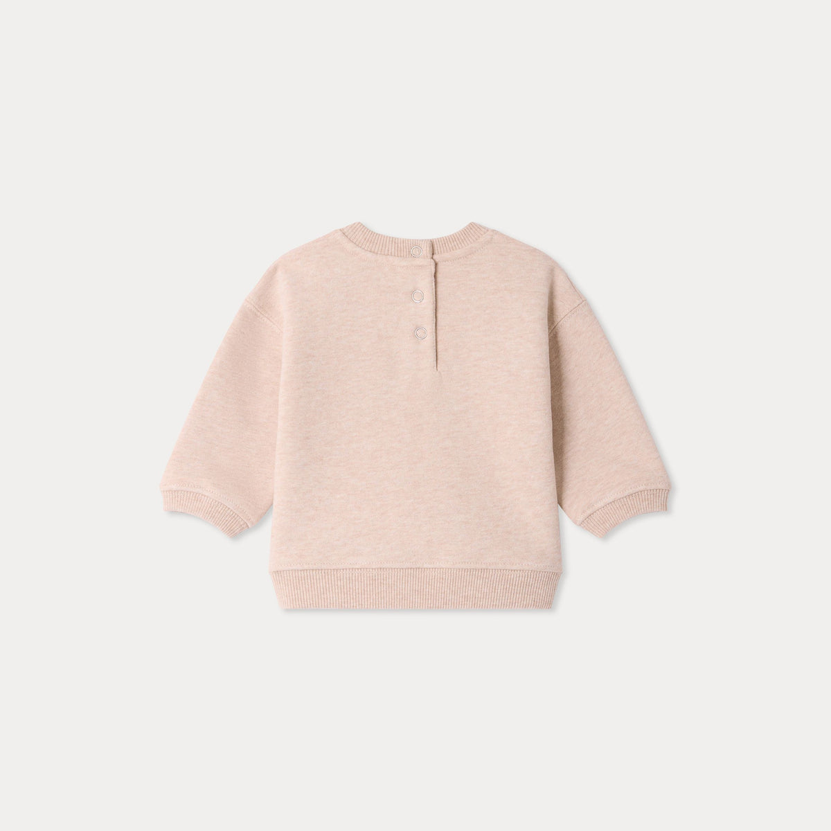 Sweat-shirt en coton beige à patch cerise pour bébés filles