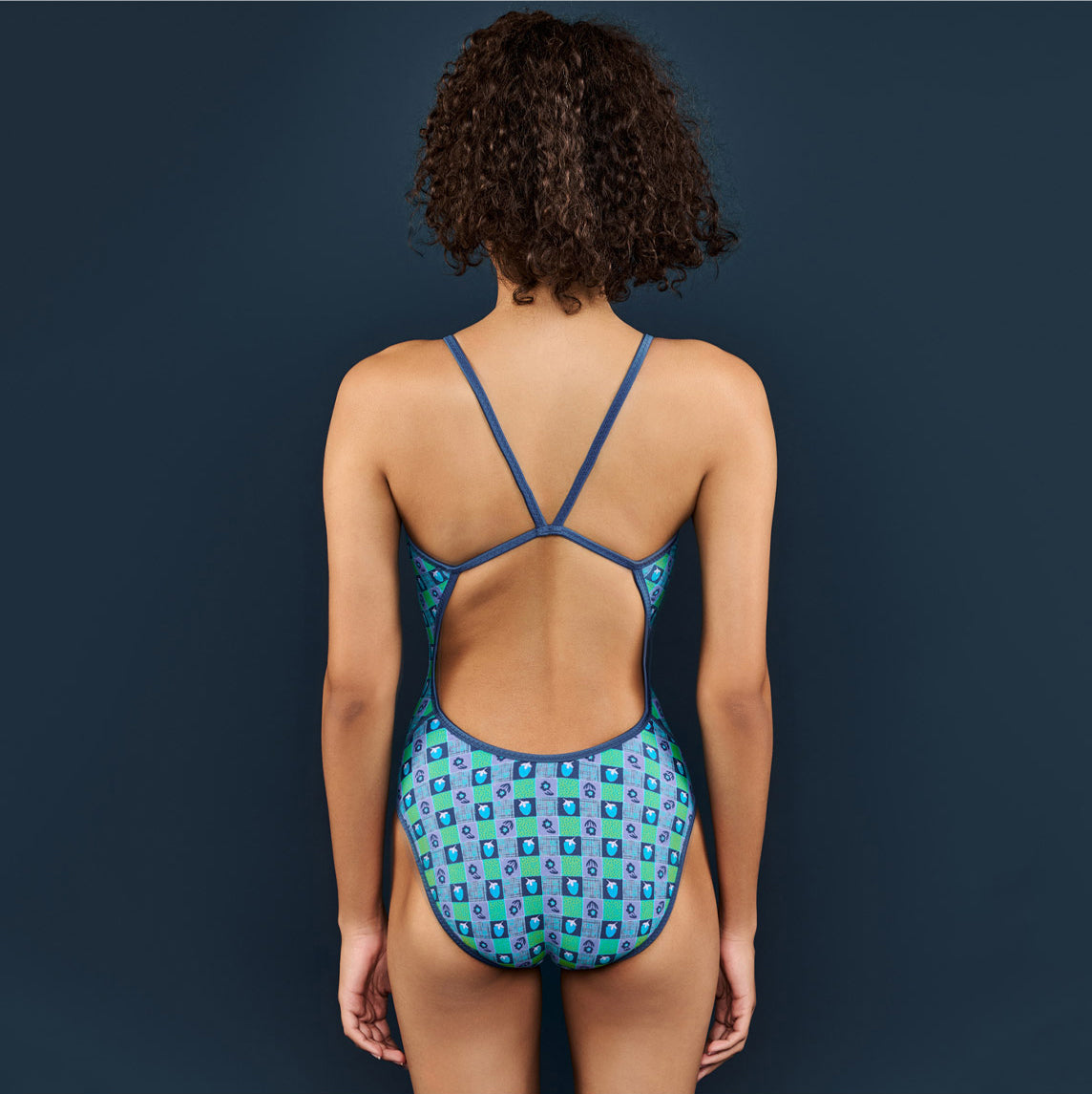 Maillot de bain professionnel réversible bleu pour femme