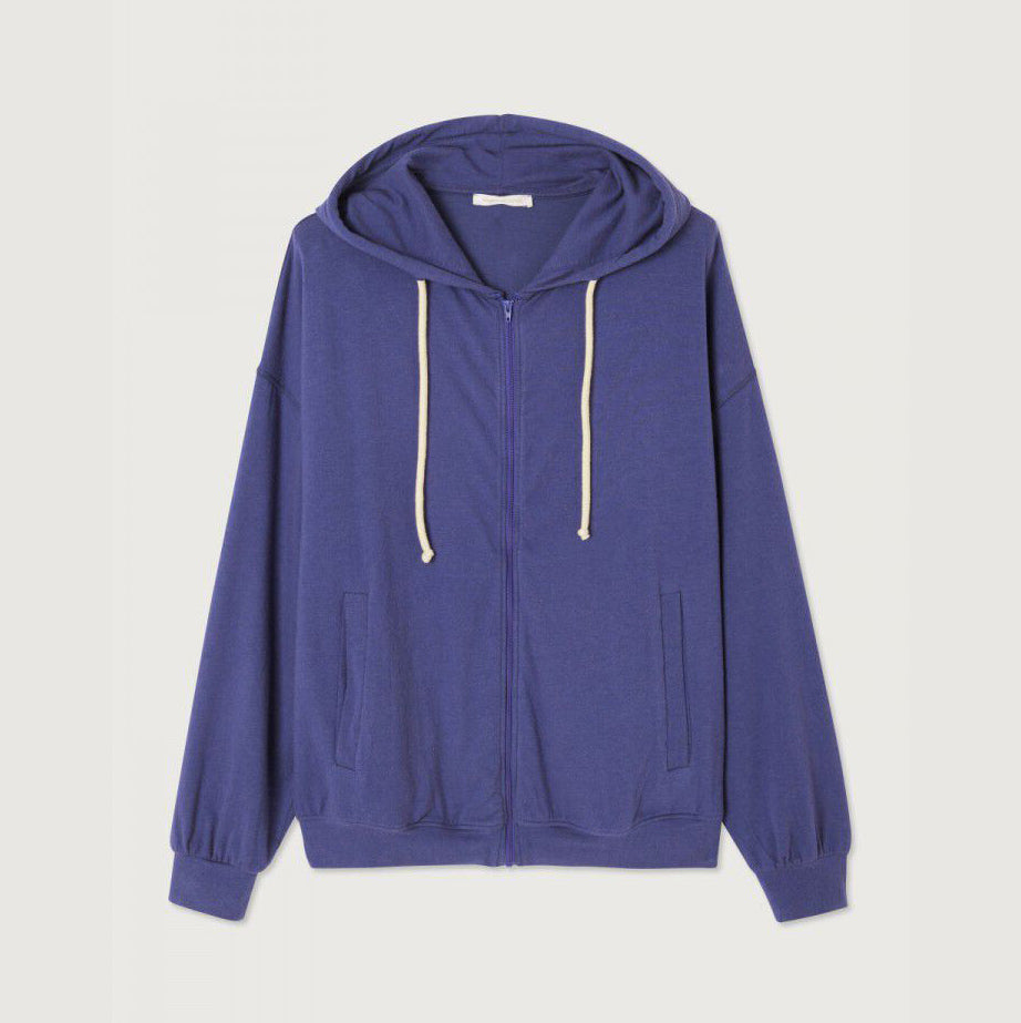Women Blue Purple Zip-Up Top