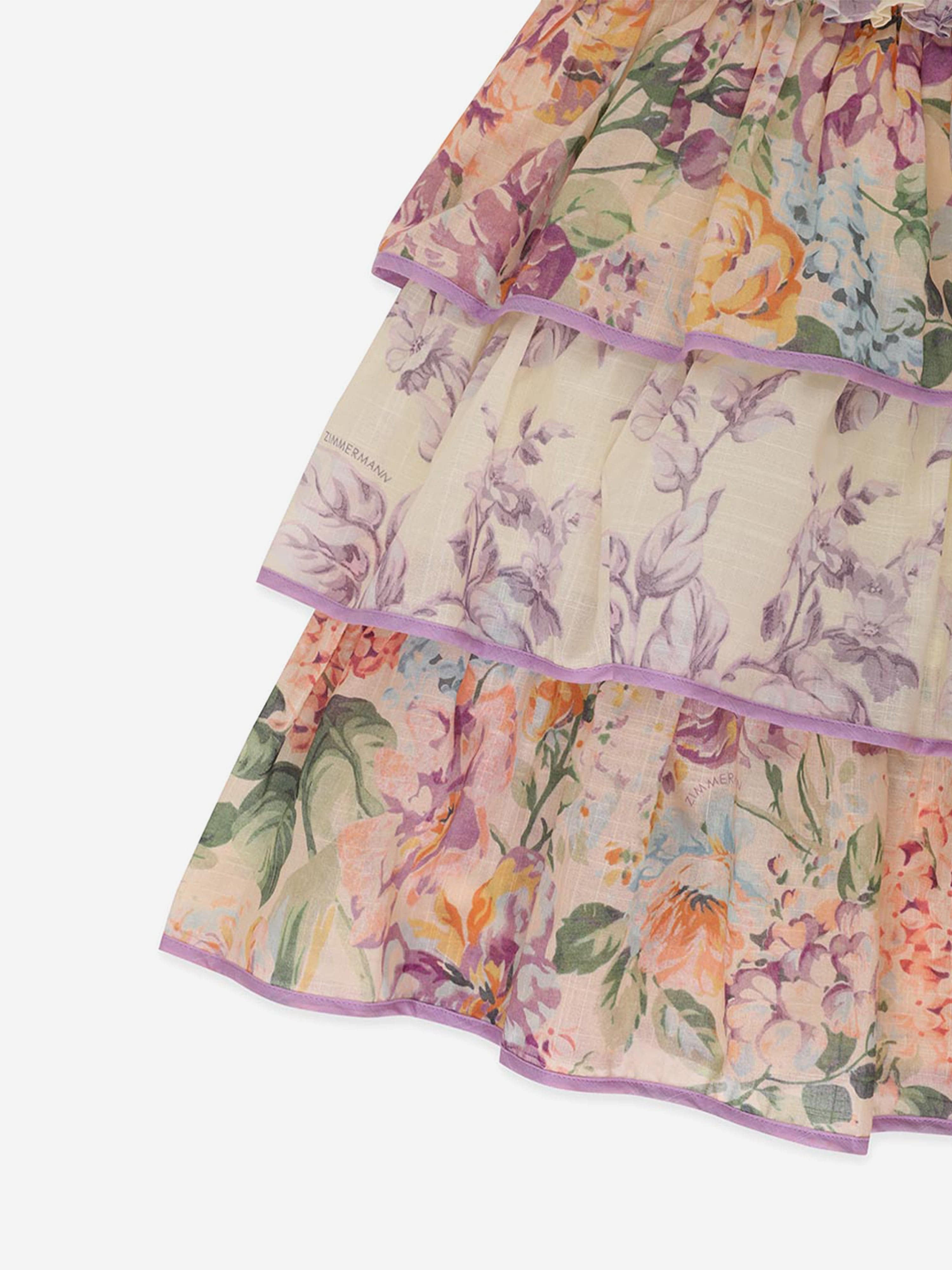 Zimmermann Girls Halliday Tiered Dress in Multicolour