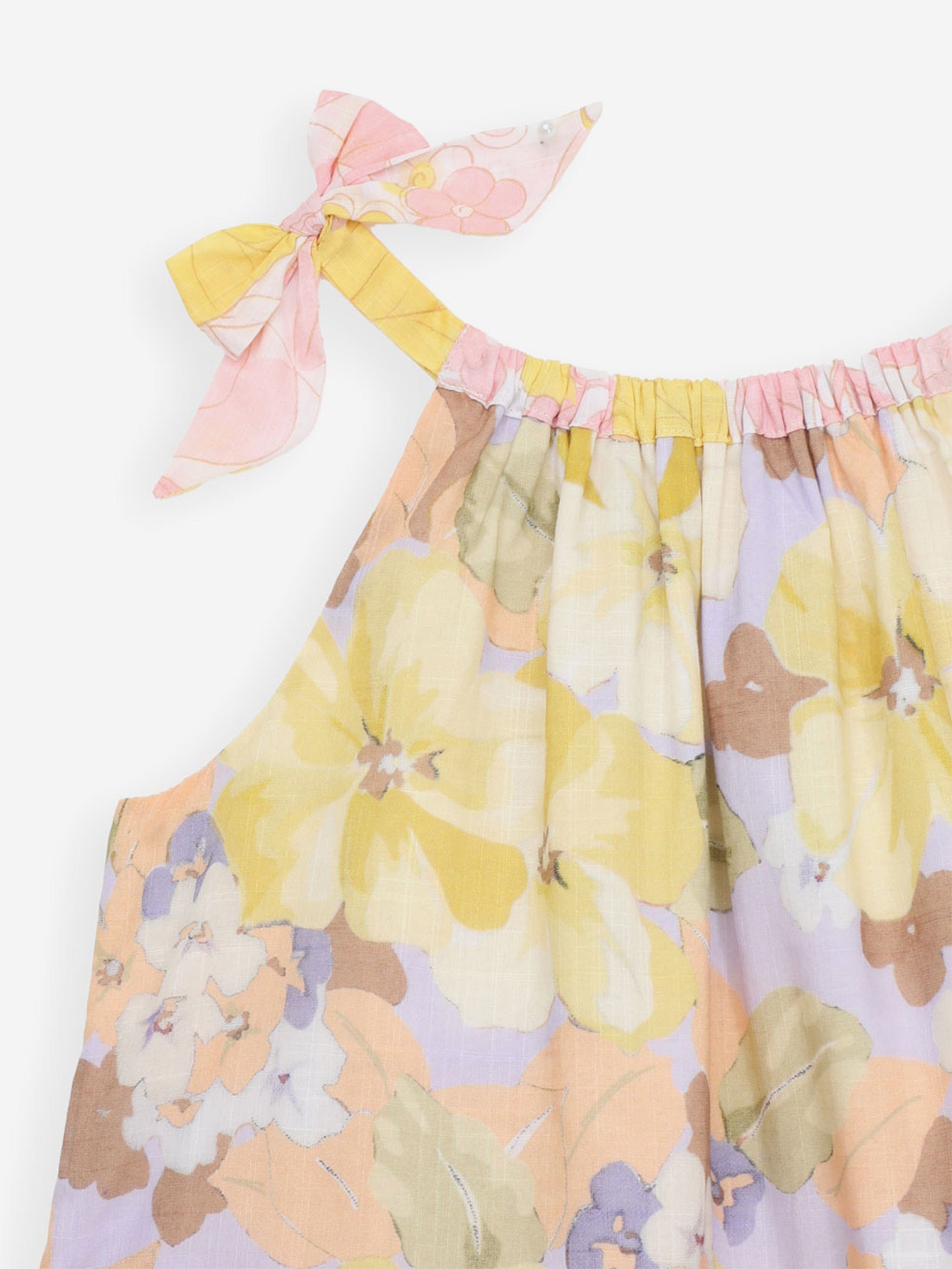 Zimmermann Girls Pop Tiered Halter Dress in Multicolour