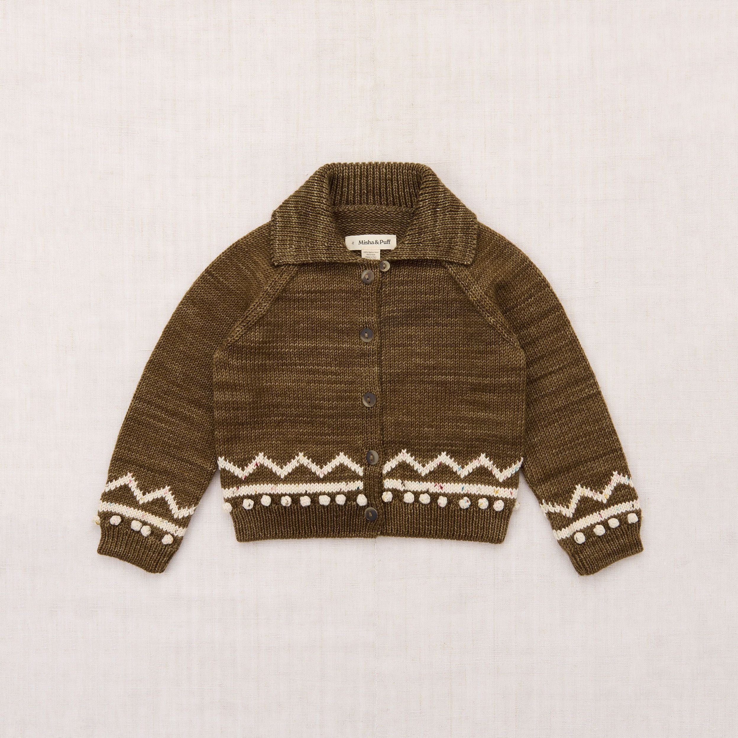 Boys & Girls Brown Knit Wool Cardigan