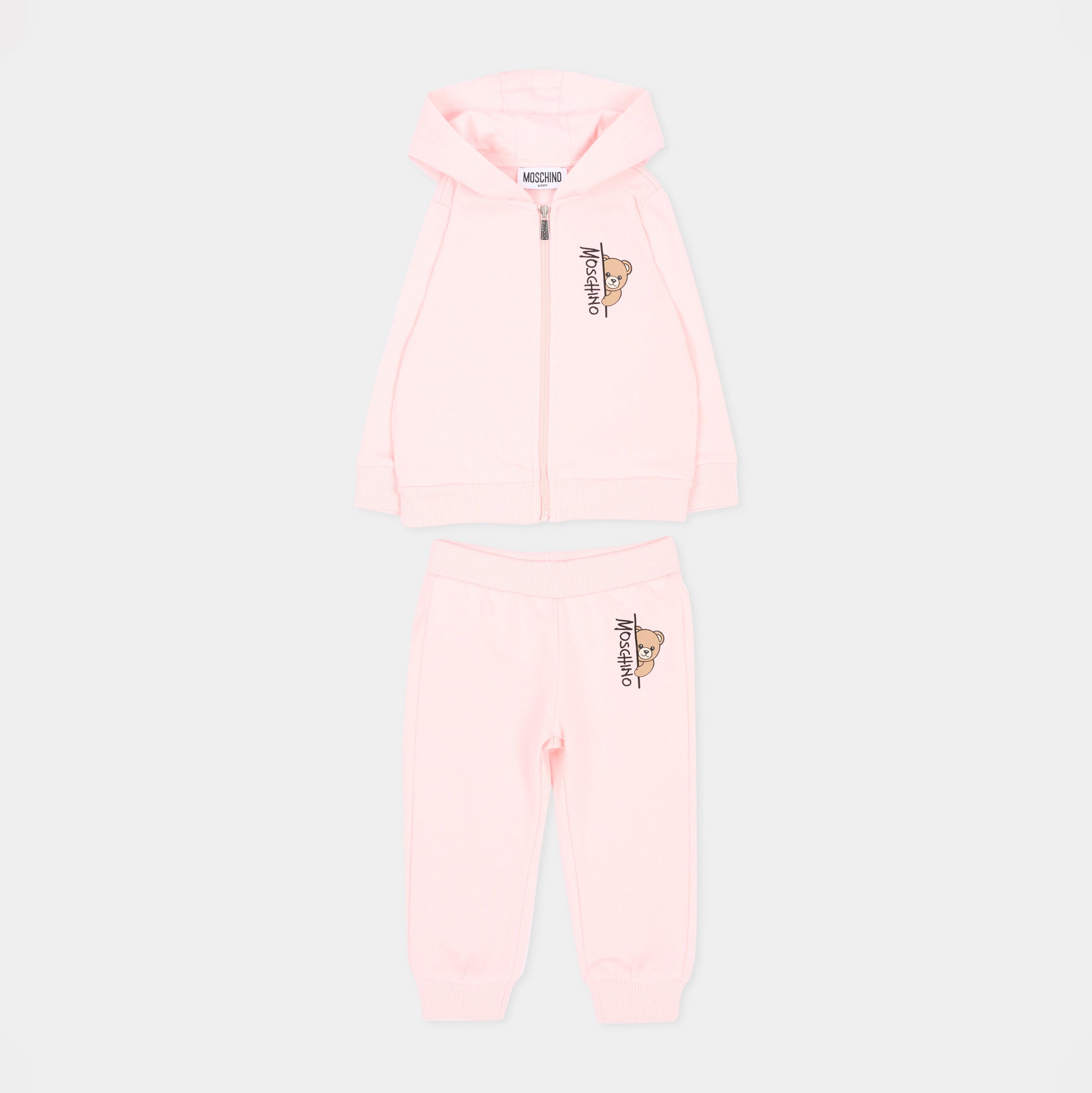 Baby Girls Light Pink Zip-Up Cotton Set