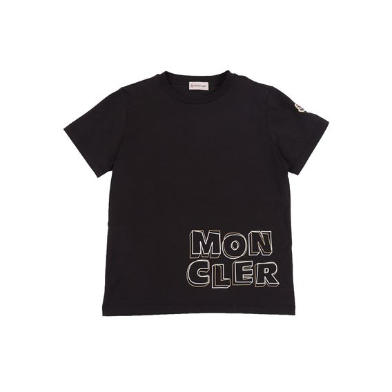 Boys Black Logo Cotton T-Shirt