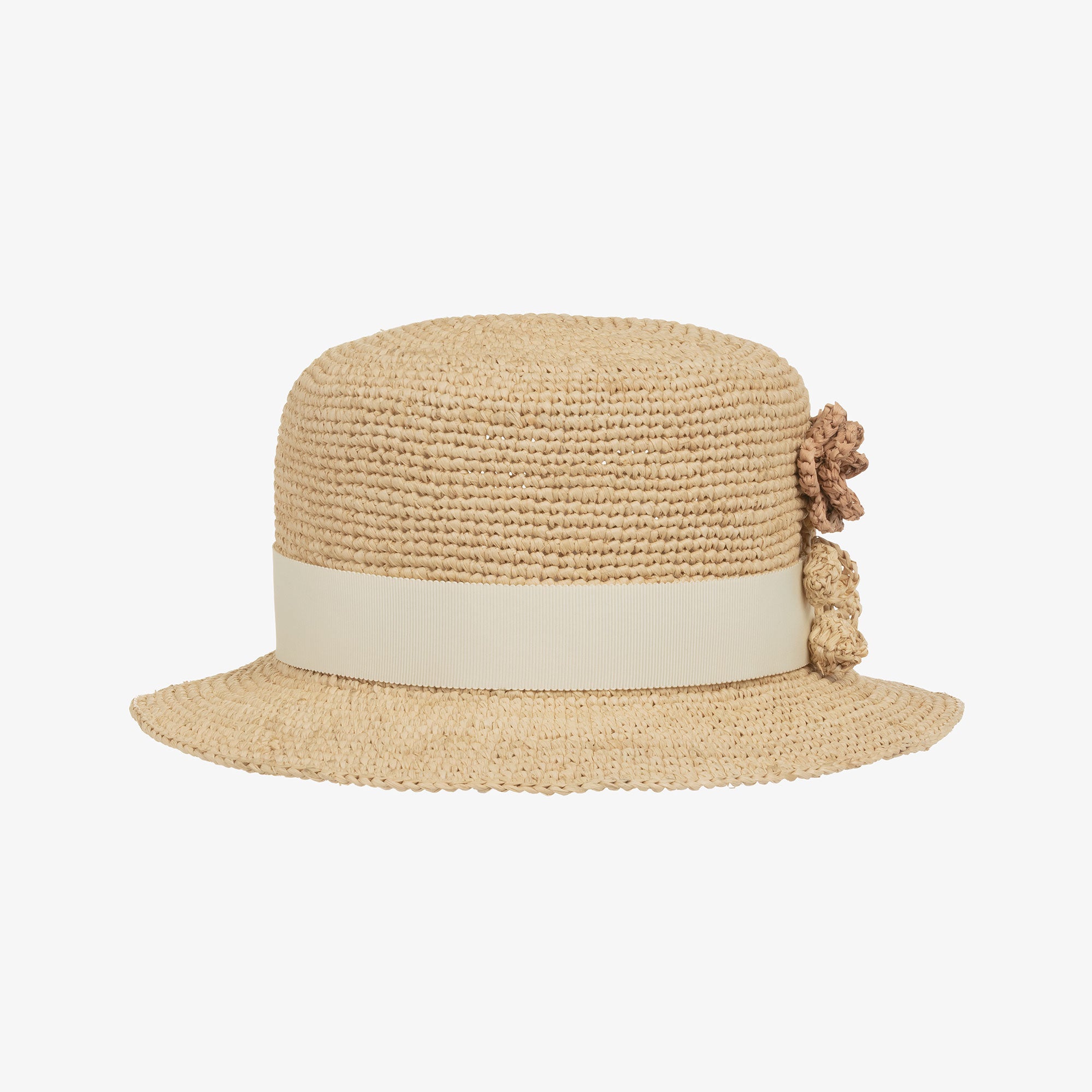 Girls Beige Raffia Sun Hat