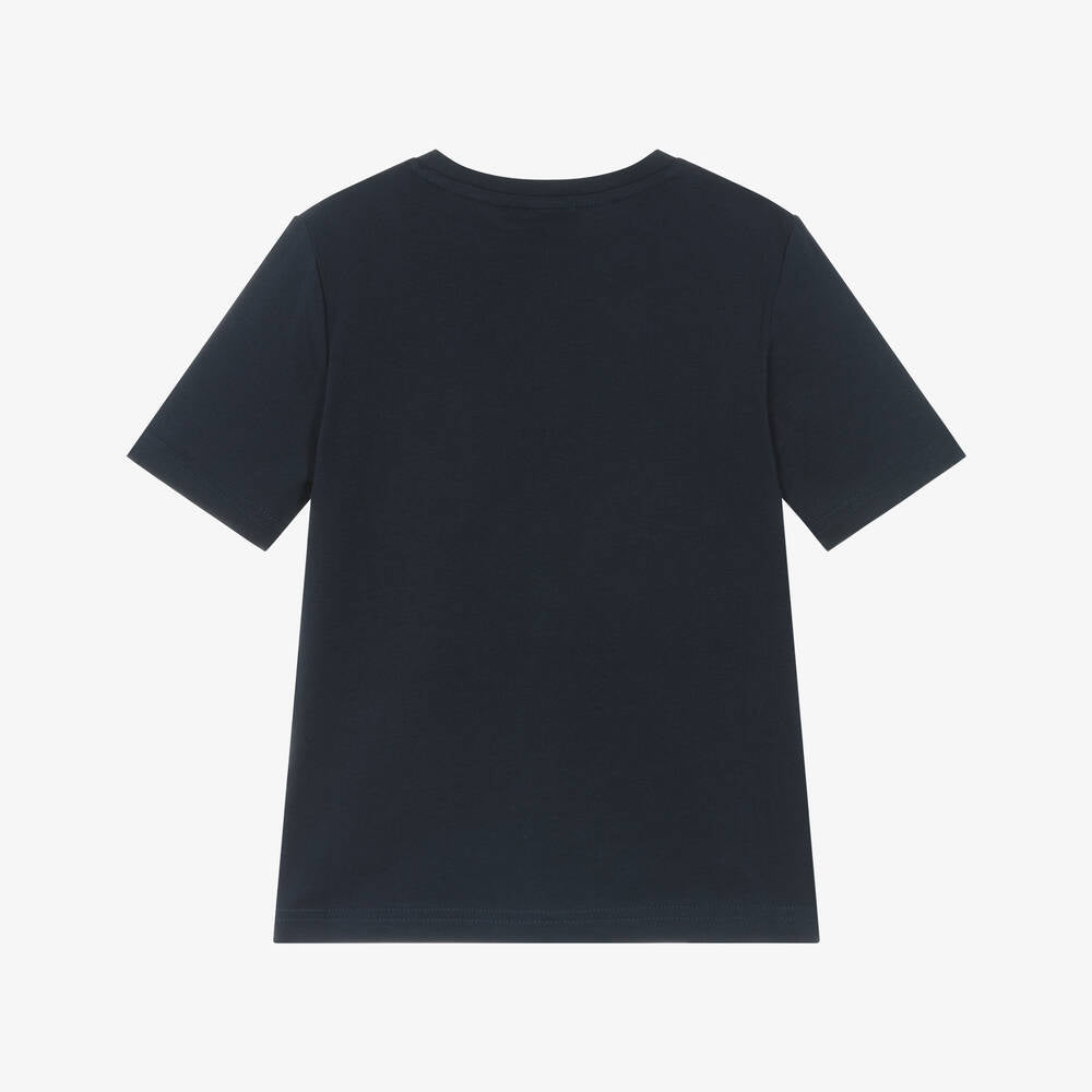 Boys Dark Blue Cotton T-Shirt
