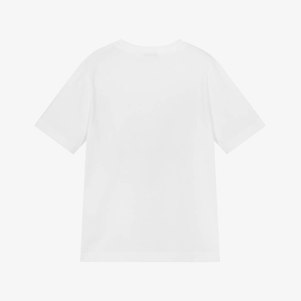 Boys White Cotton T-Shirt