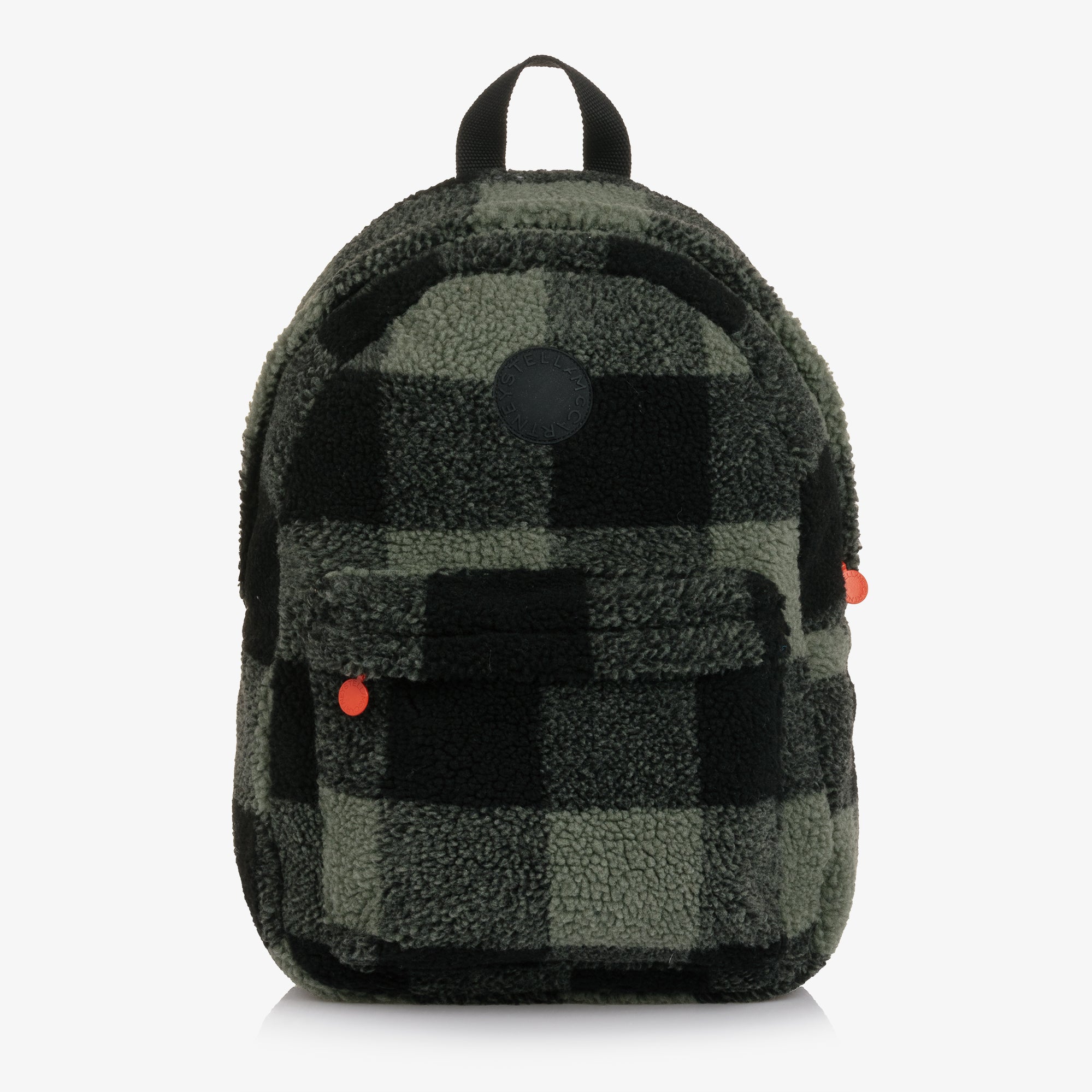 Boys Black & Green Check Sherpa Backpack(43cm)