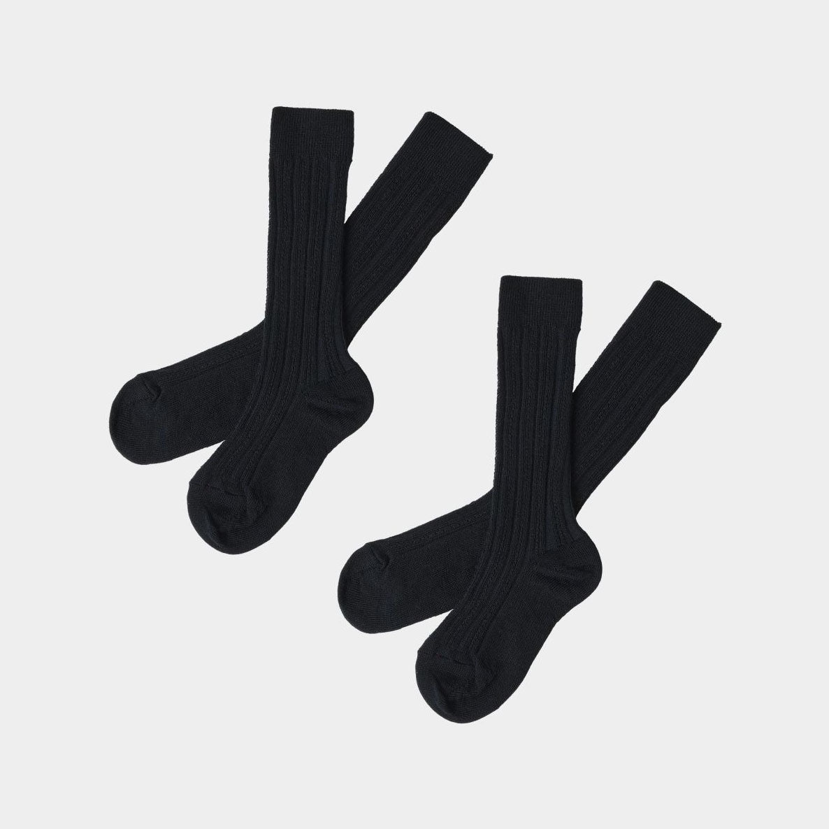 Boys & Girls Dark Navy Knee Wool Socks Set(2 Pack)