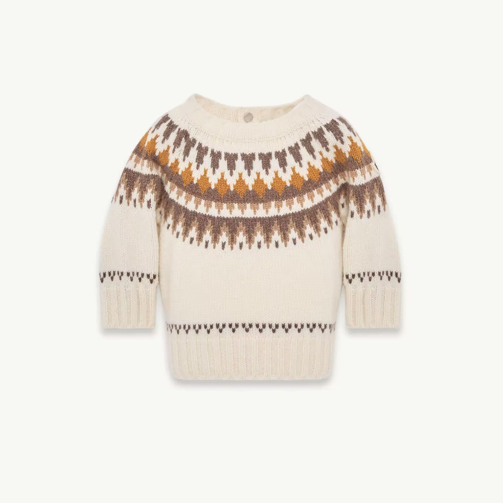Baby Boys White Jacquard Wool Sweater