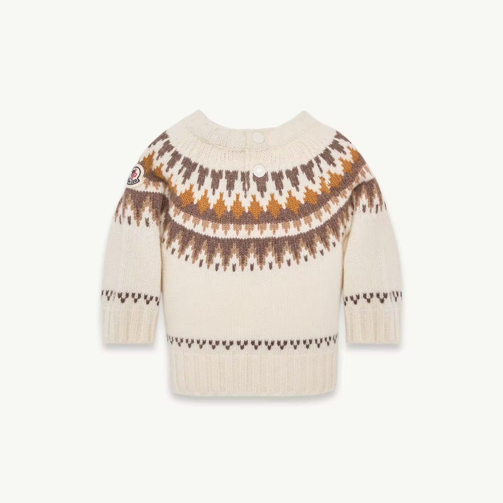 Baby Boys White Jacquard Wool Sweater