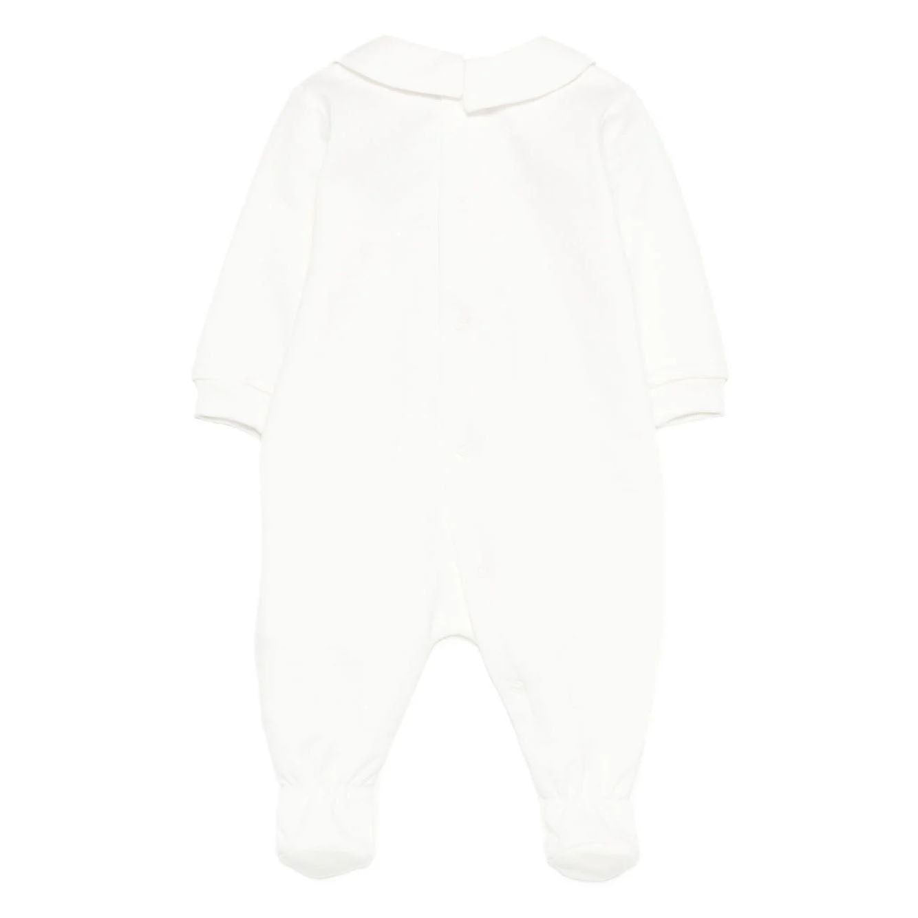 Baby Boys & Girls White Bear Printed Cotton Babysuit