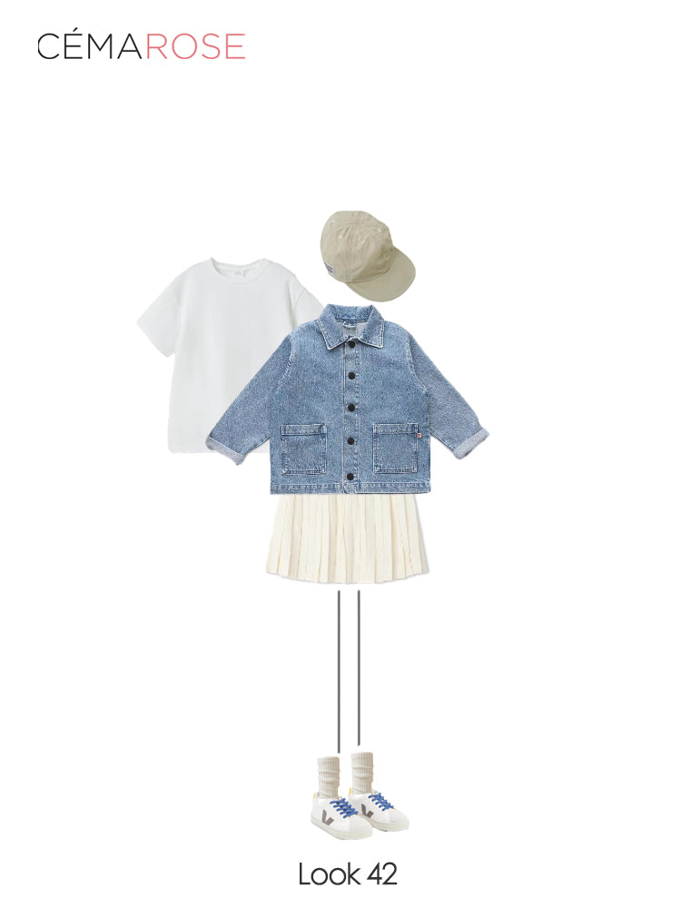 Girls White Pleated Skirt