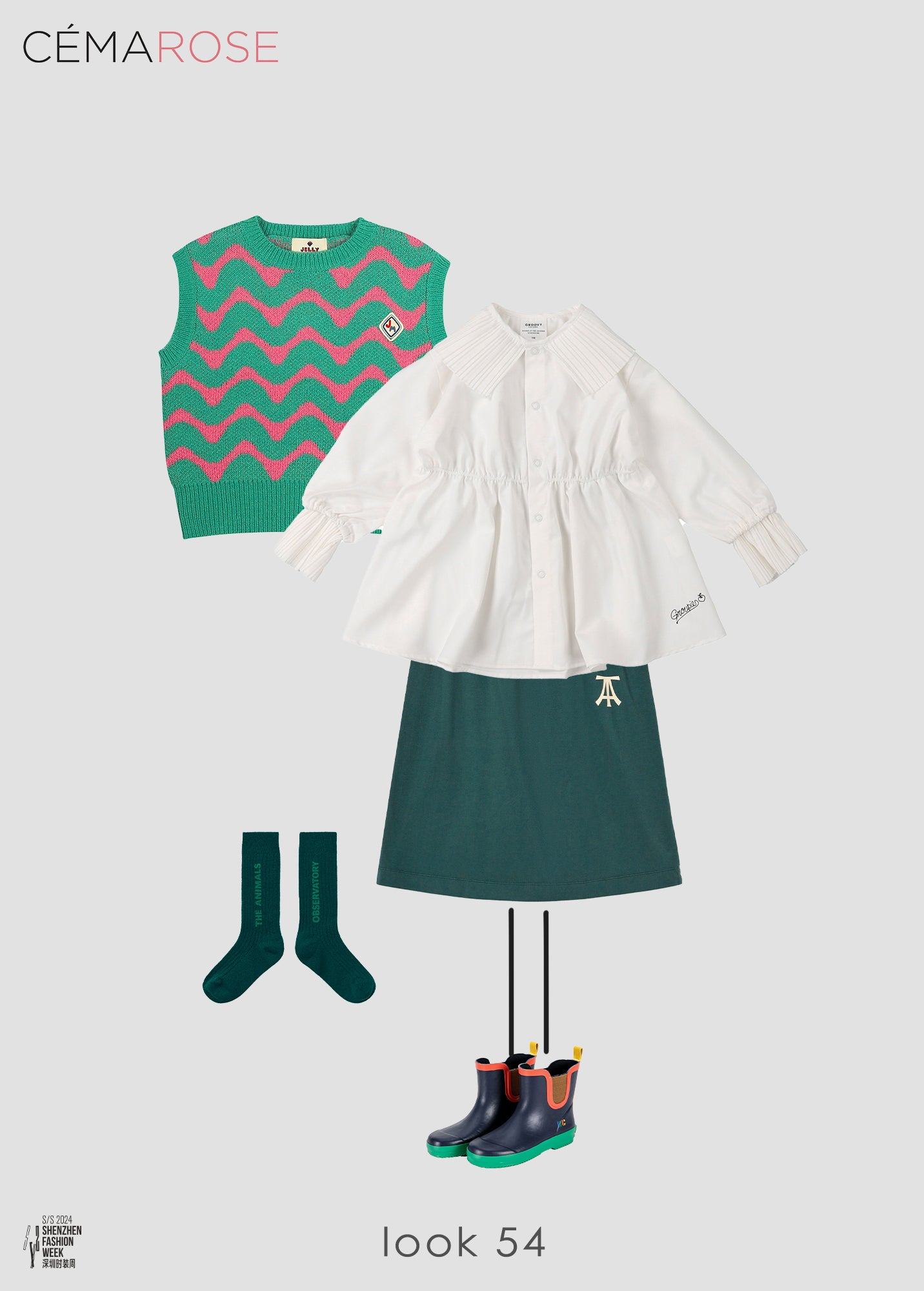 Girls Green Logo Cotton Skirt