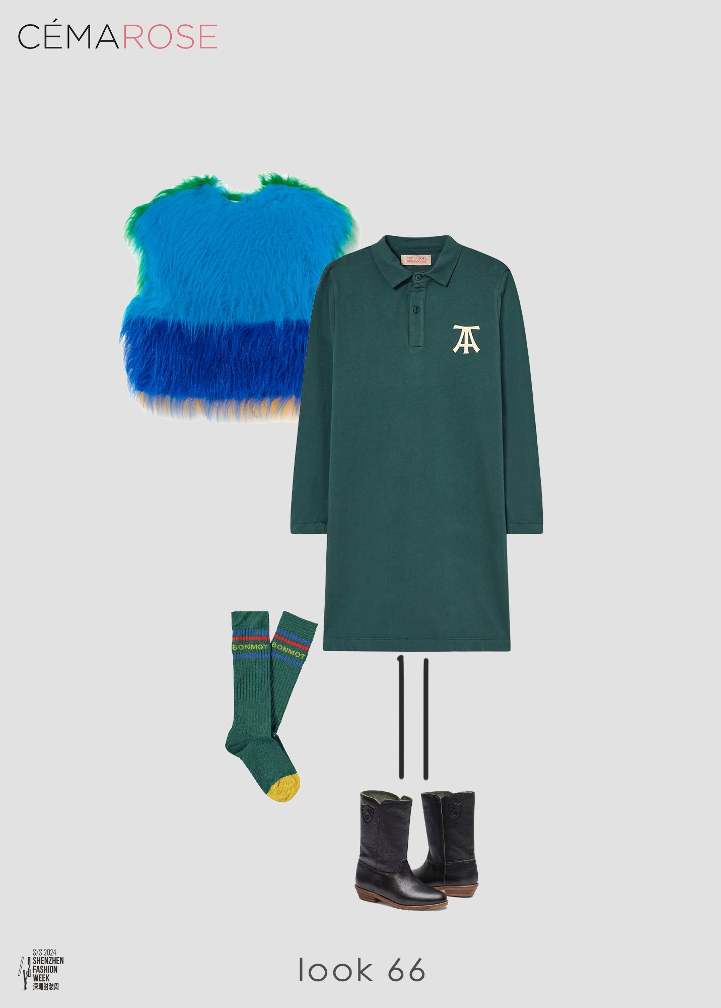 Girls Green Logo Cotton Dress