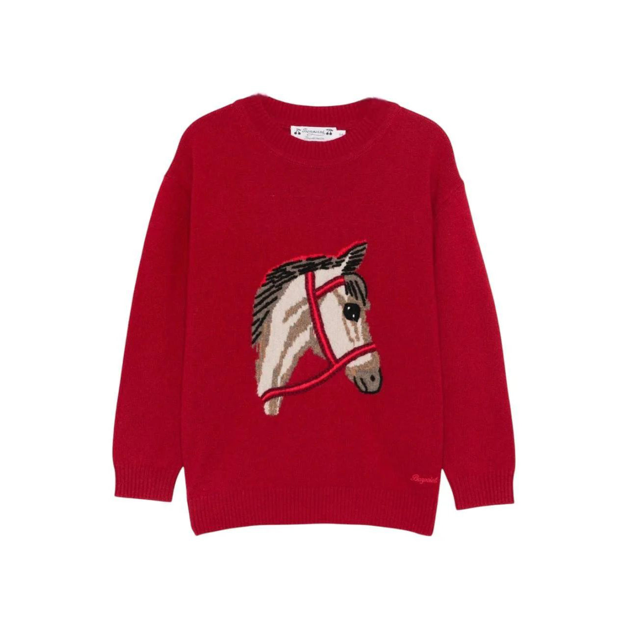 Boys Red Horse Jacquard Cashmere Sweater