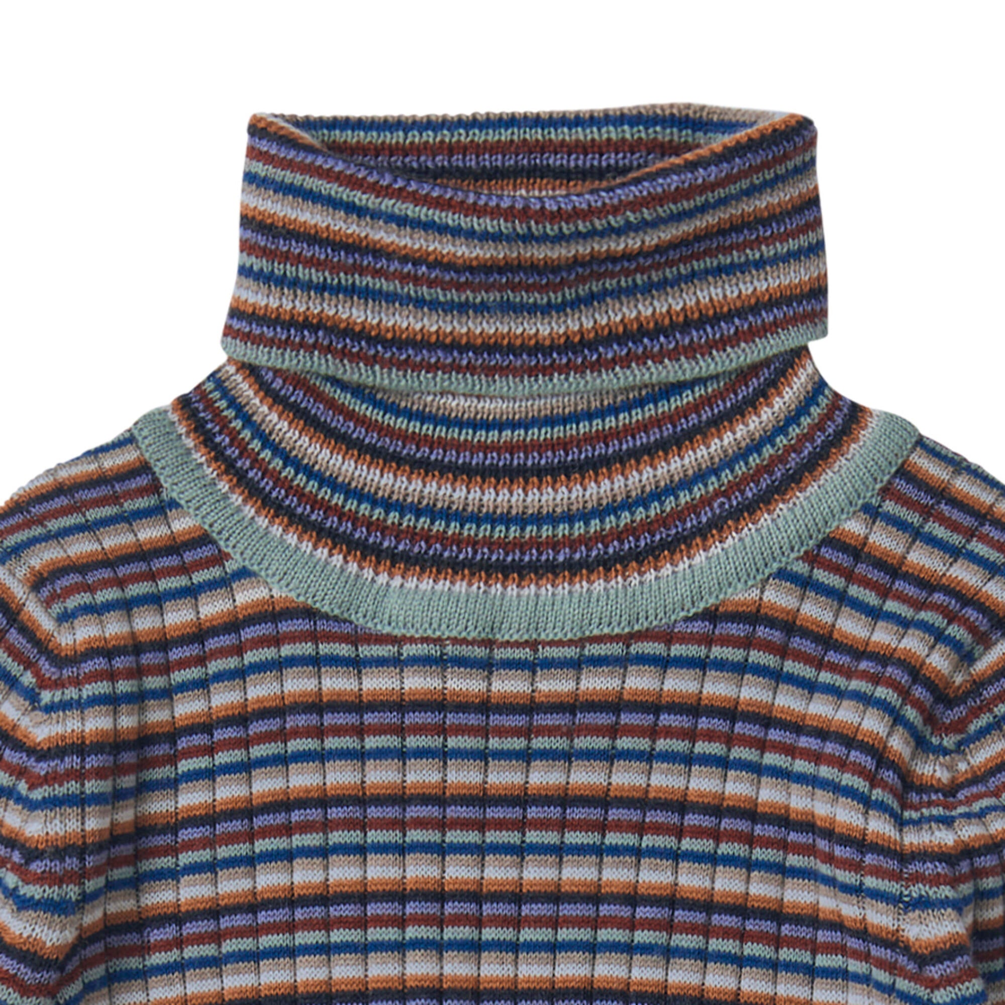 Boys & Girls Multicolor Stripes Wool Turtleneck Top