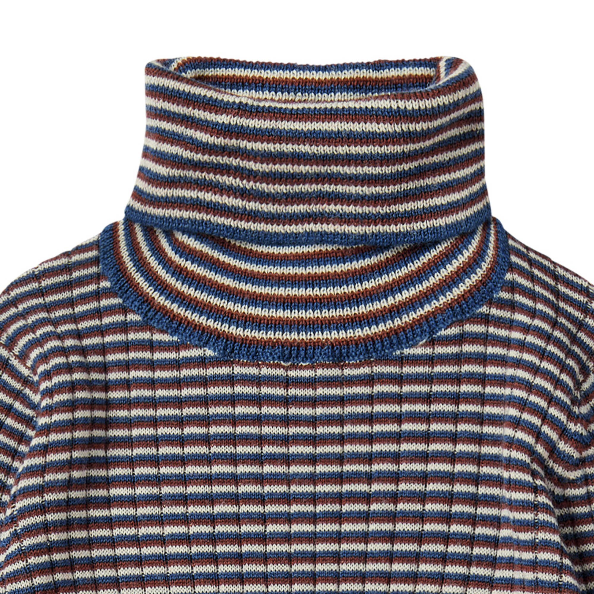 Boys & Girls Multicolor Stripes Wool Turtleneck Top