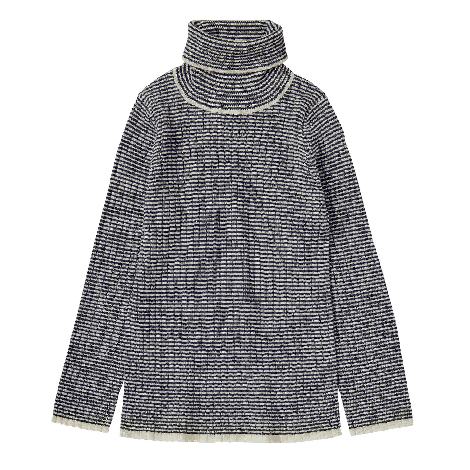 Boys & Girls Dark Blue Stripes Wool Turtleneck Top