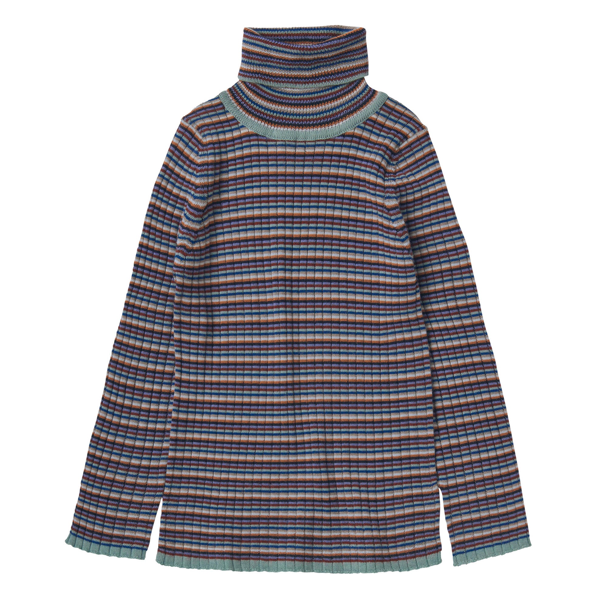 Boys & Girls Multicolor Stripes Wool Turtleneck Top