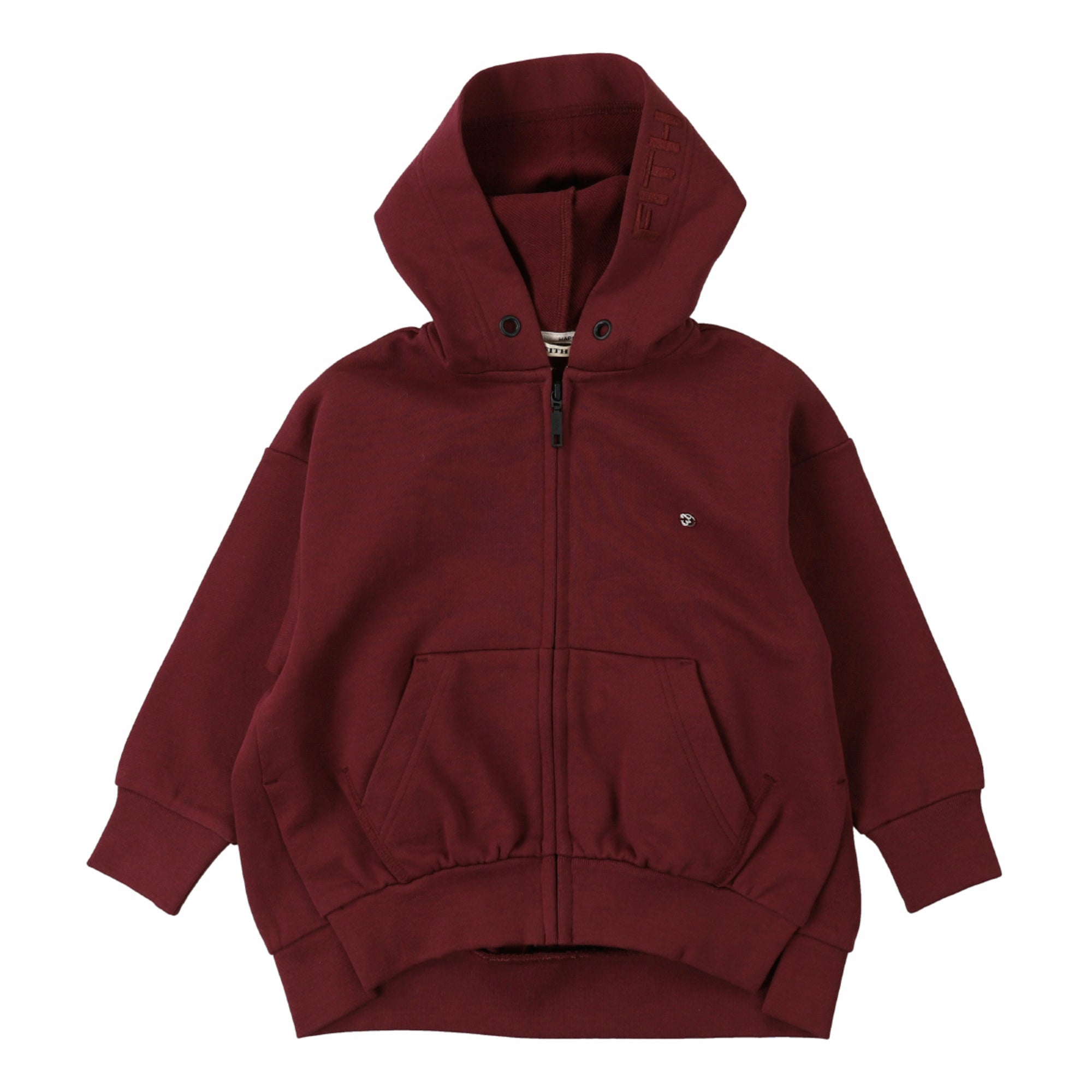Boys & Girls Wine Red Cotton Zip-Up Top