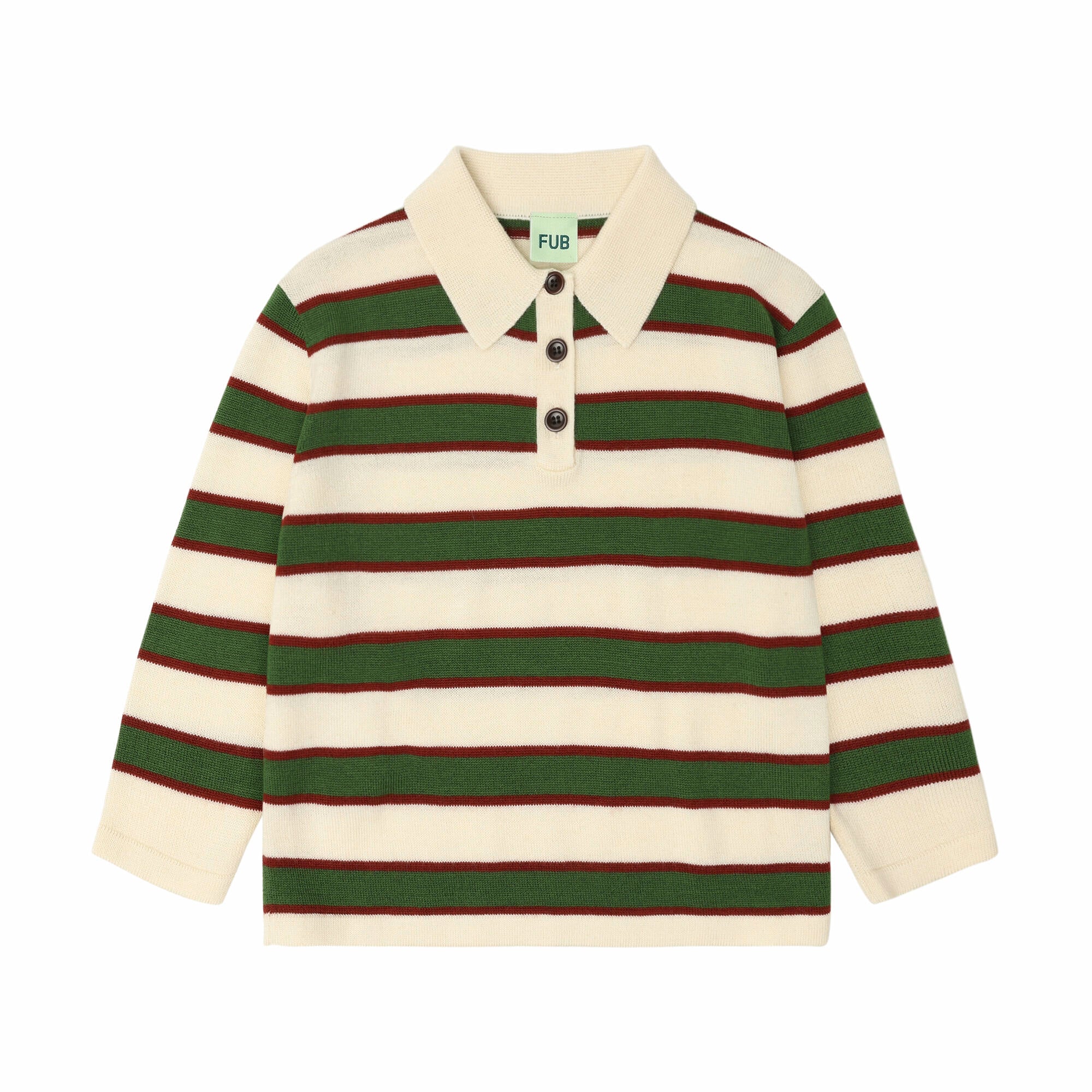 Boys & Girls Green Stripes Wool Polo Shirt