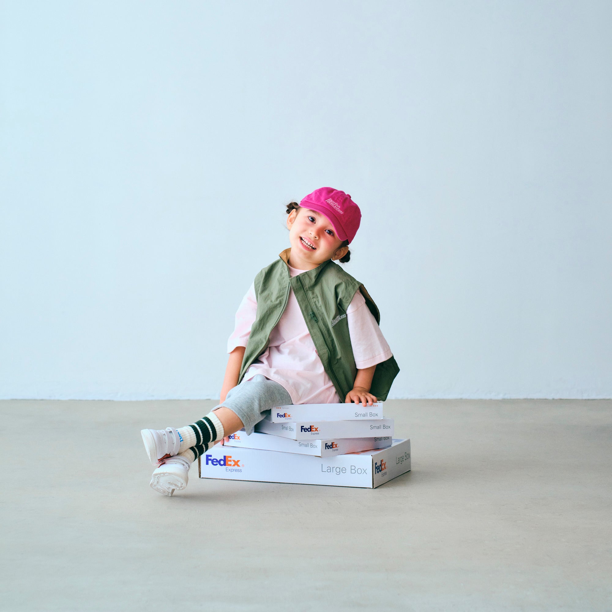 Boys & Girls Pink Embroidered Logo Cotton Cap