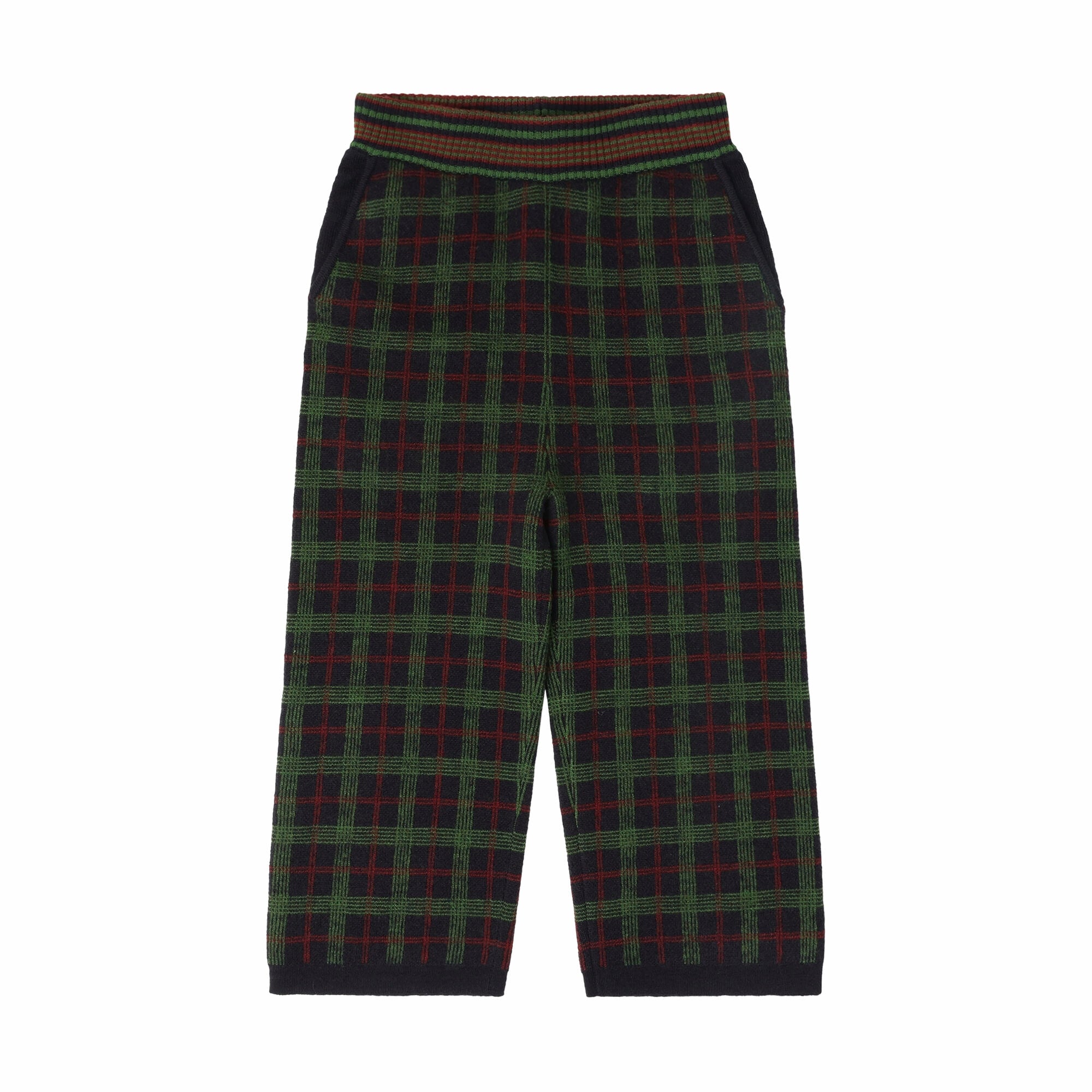Boys & Girls Green Check Wool Trousers