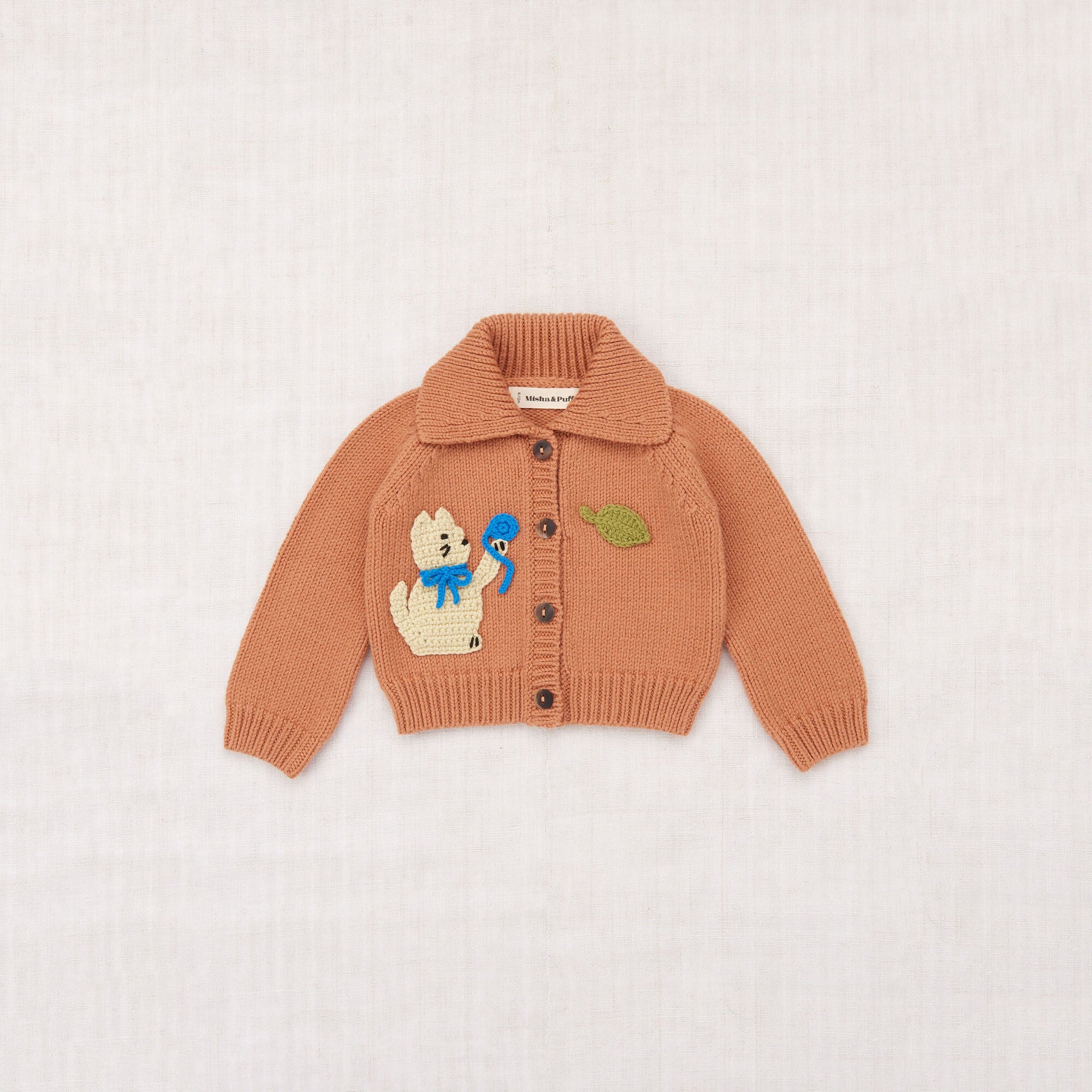 Baby Boys & Girls Orange Cat Wool Cardigan